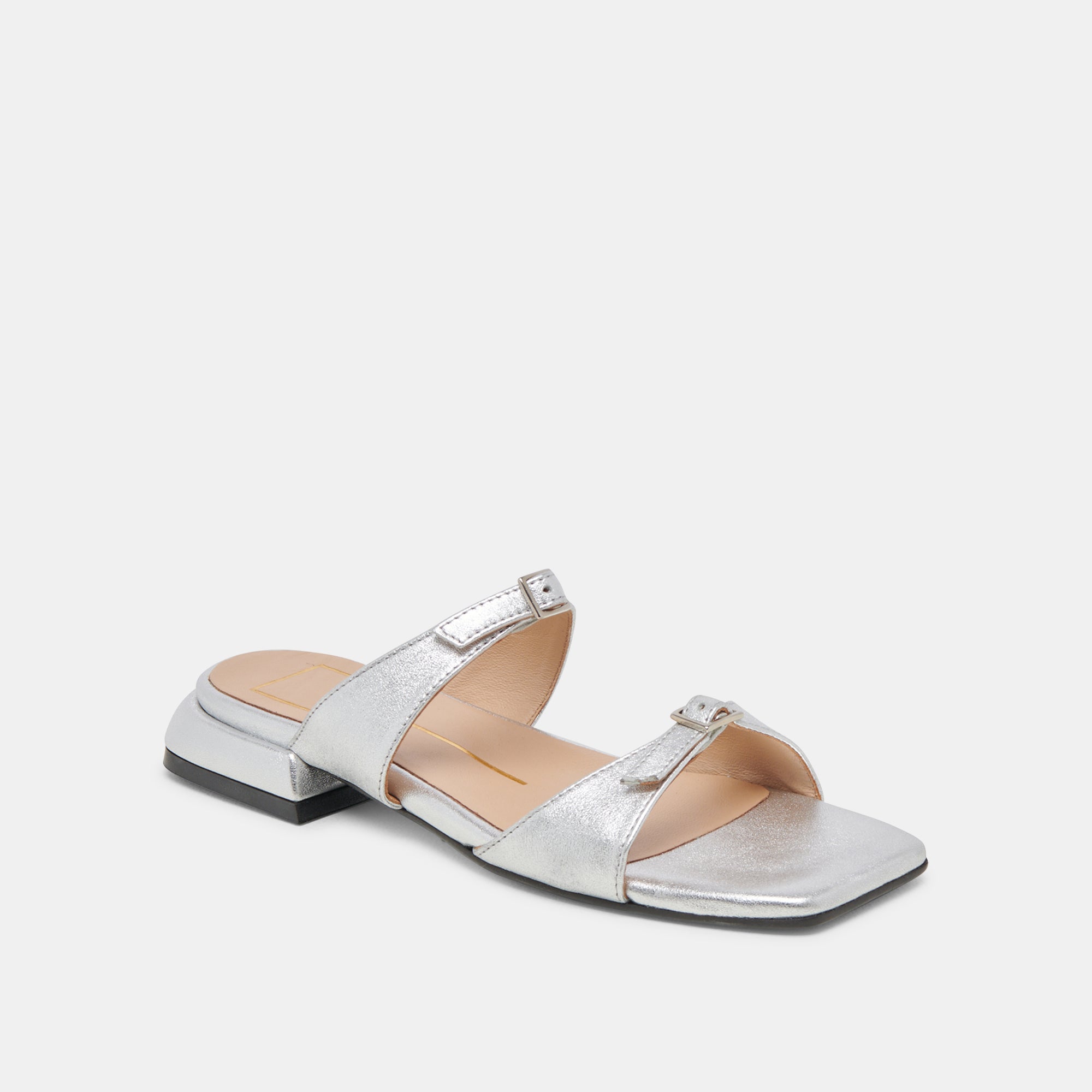 LAVERN Women's Sandals - Silver Metallic Leather Strappy Sandals for Summer, Beach, and Casual Outings