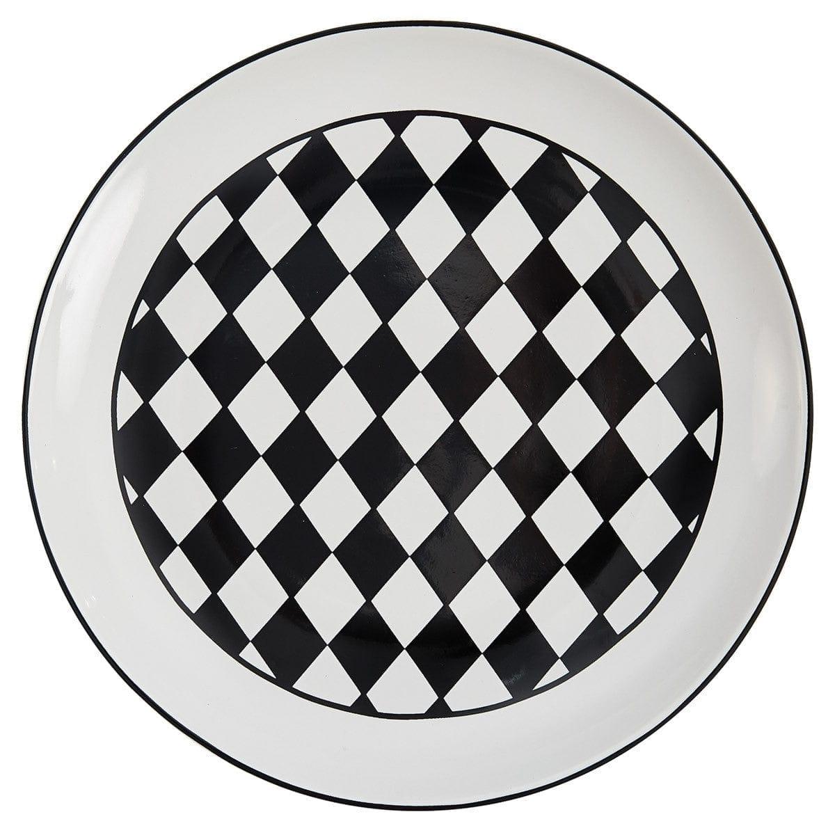 Maxwell Black Checkered Tableware Set - Elegant Dinner Plates, Bowls & Mugs - Perfect for Holiday Dinners, Restaurant Style Dining & Home Decor