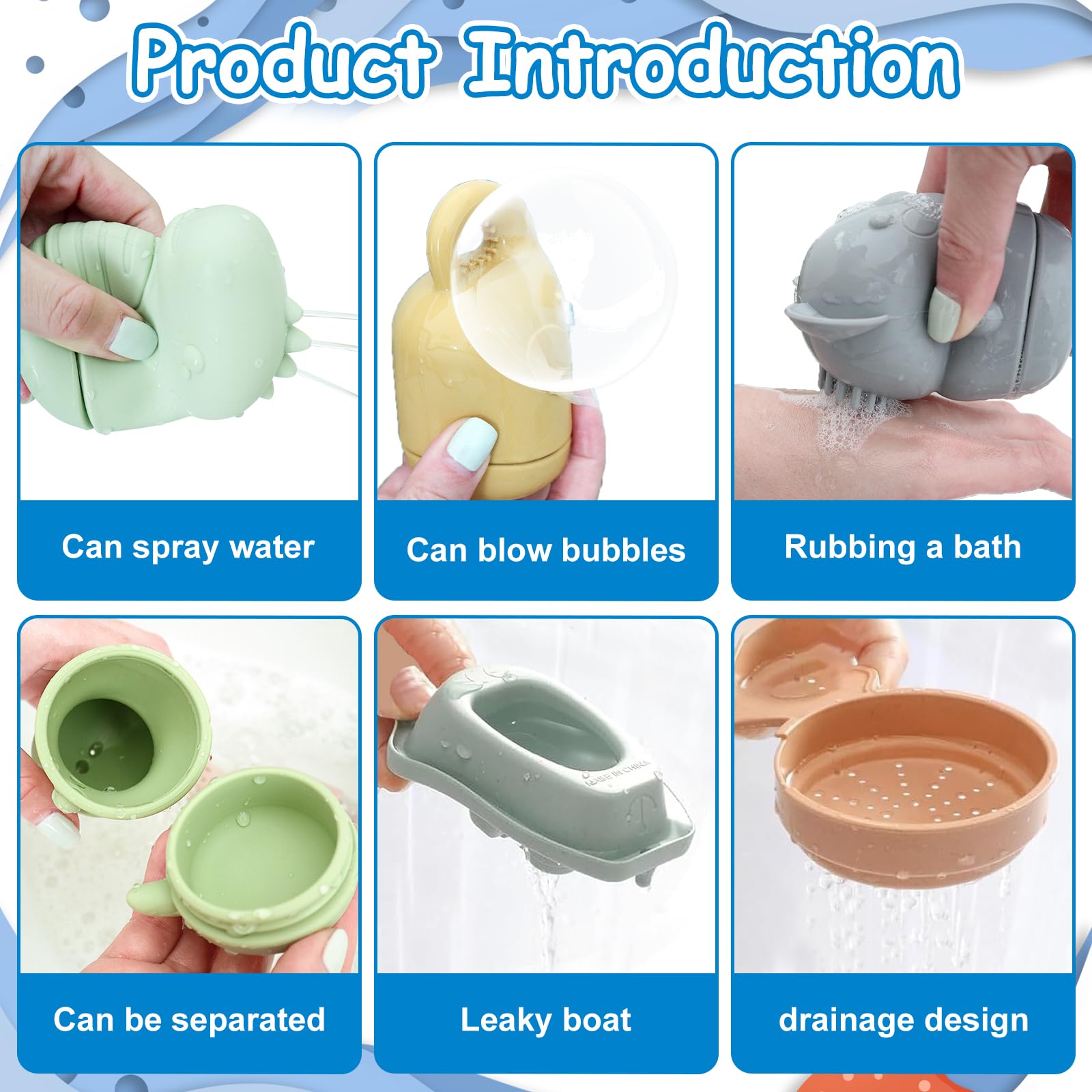 UOY Baby Water Toys for 1+ Year Old - Safe Silicone Bath Toys for Toddlers & Kids - Fun Water Play Gifts for Boys & Girls - Perfect for Bathtime, Pool, Beach & Outdoor Water Activities