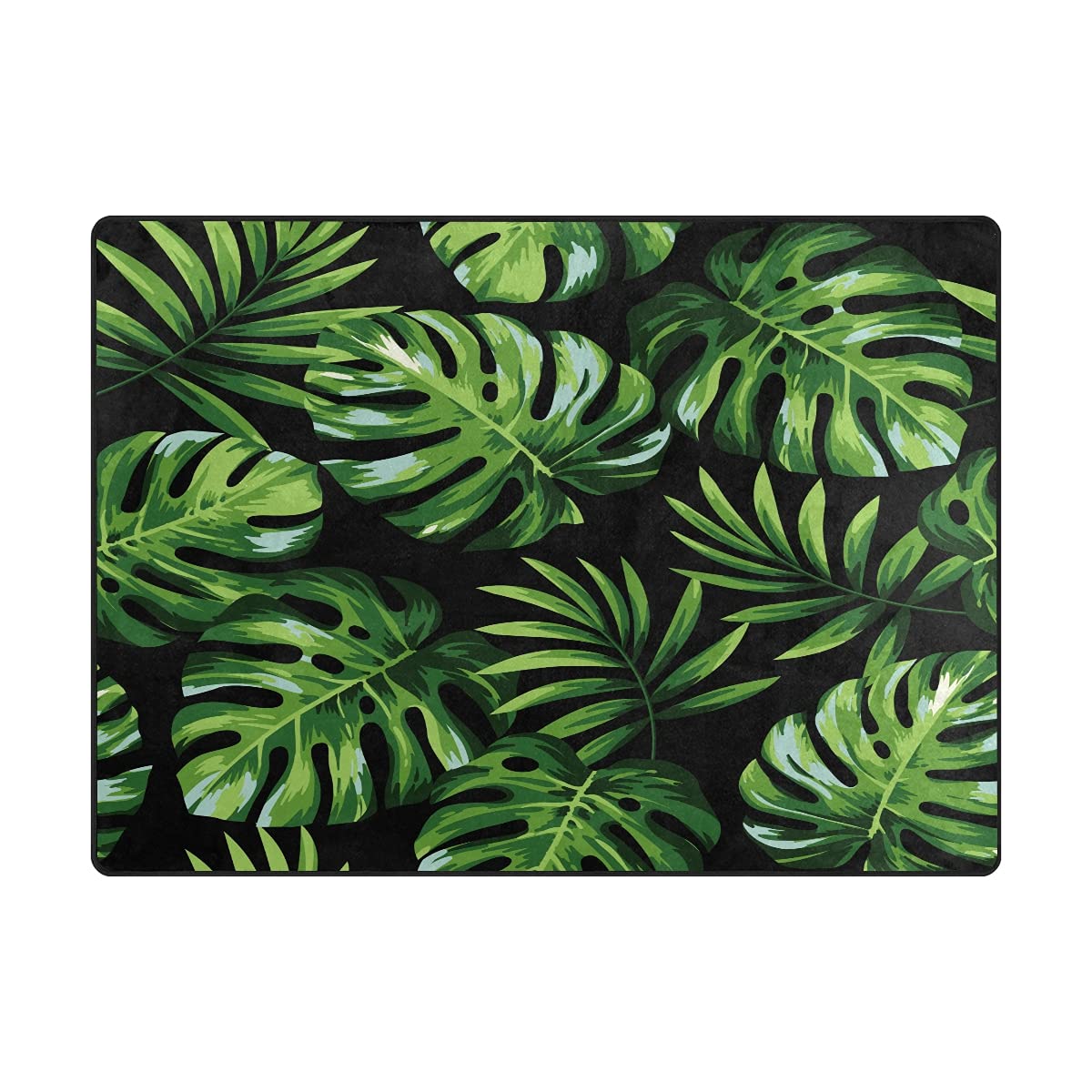 ALAZA Summer Green Monstera Leaves Tropical Area Rug 5'3