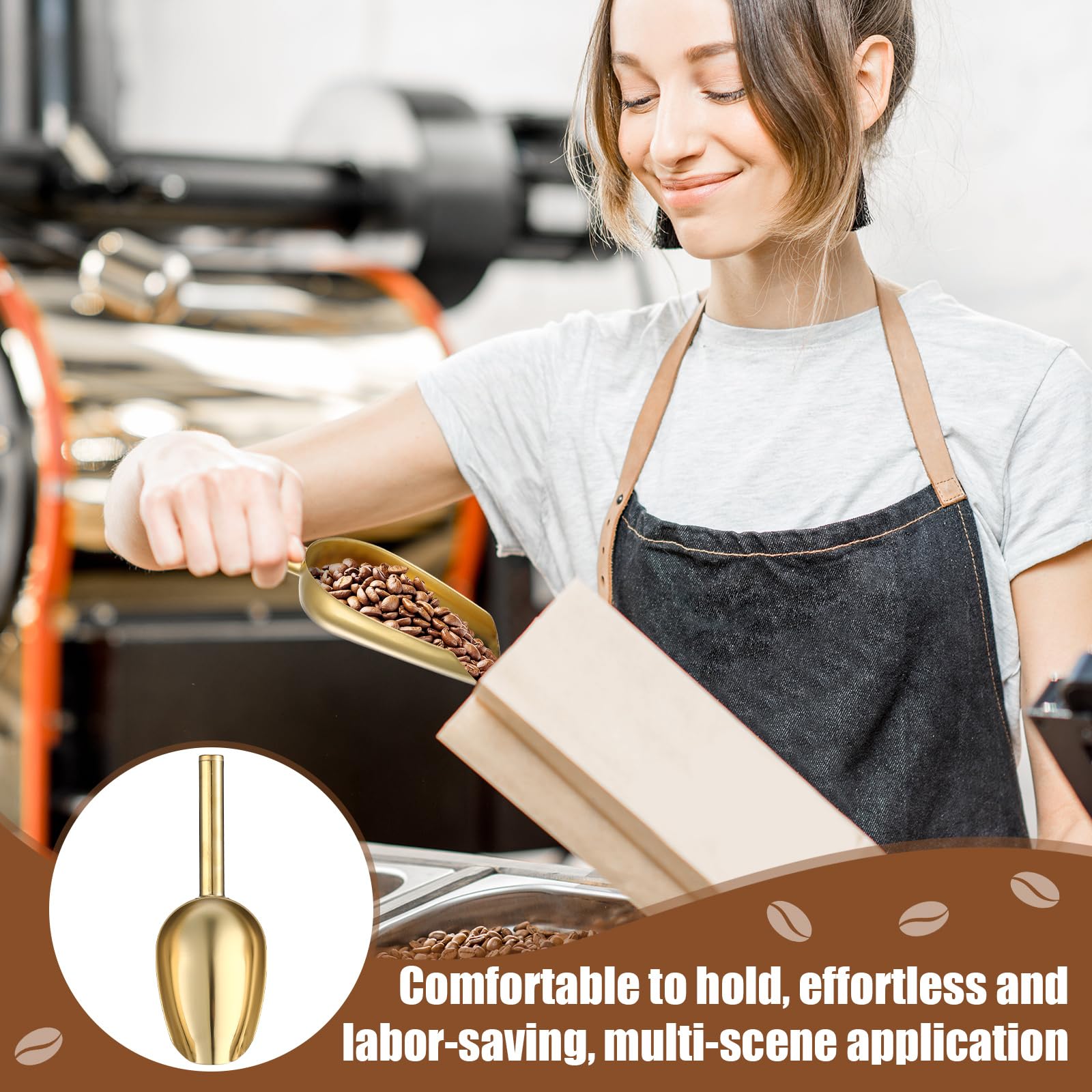 Stainless Steel Ice Tongs & Scoop Set - 4 Piece Kitchen Utensils with Teeth Shovel for Ice Cubes, Candy, Buffet - Gold Cocktail Whiskey Tea Party Serving Tools for Home Bar & Entertaining