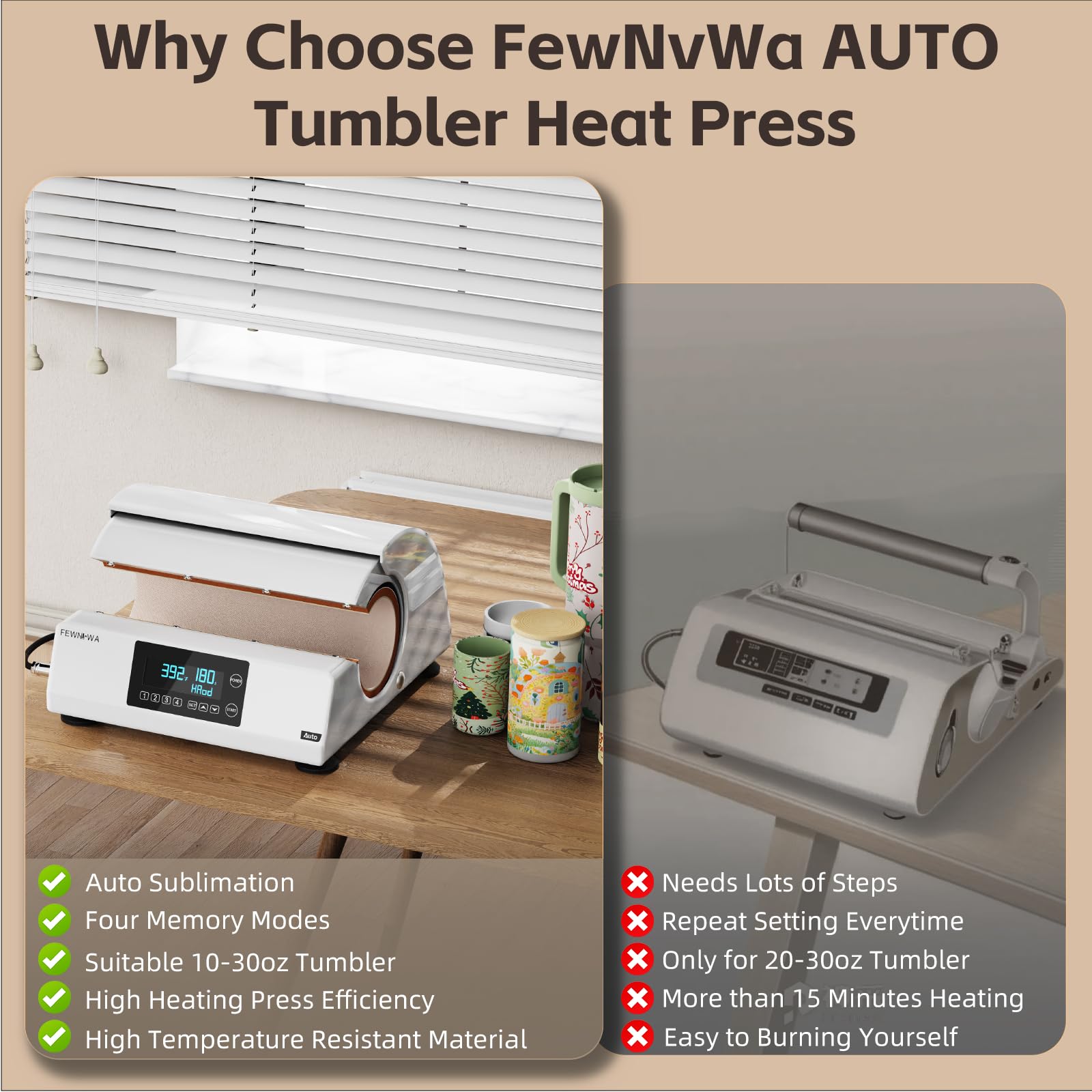 Professional Tumbler Heat Press Machine - Fast & Even Auto Mug Press with Auto-Off Safety Feature | Sublimation for 10-30oz Cups, Mugs & Glasses | Perfect for Custom Drinkware Business & Personalized Gifts