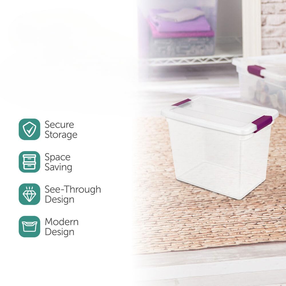 27 Qt Clear Stackable Storage Bins with Latching Lids - 6 Pack for Closet, Laundry, Pantry & Home Organization - Perfect for Bedroom, Bathroom & Kitchen Storage