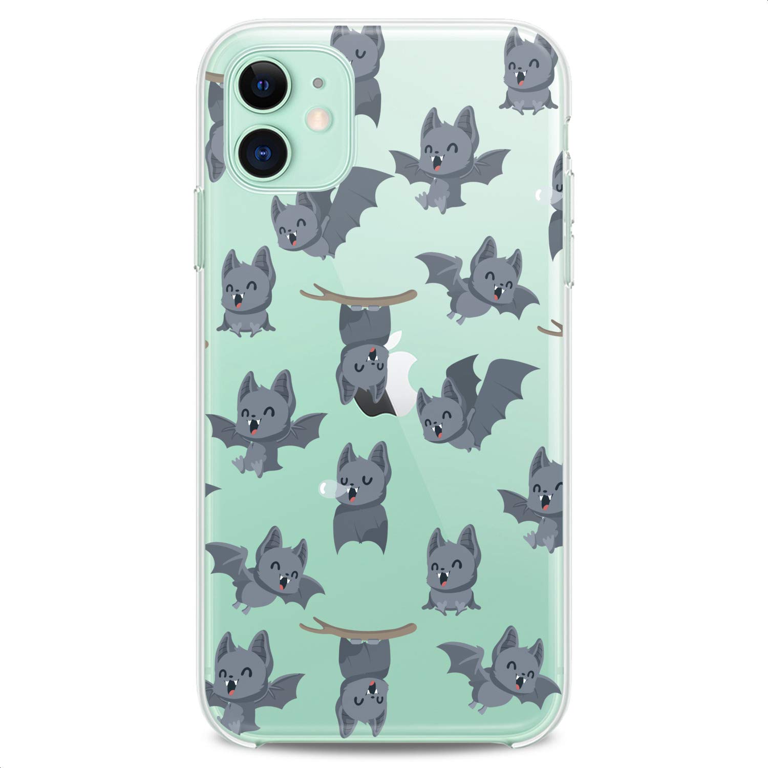 Funny Bats Print Cute Flexible Silicone Phone Case Compatible with iPhone 14/13/12/11/X/8/7/SE/6s/5 - Slim Clear Protective Cover with Kawaii Animal Design for Women & Girls - Perfect for Daily Use, School, Work and Gift Giving