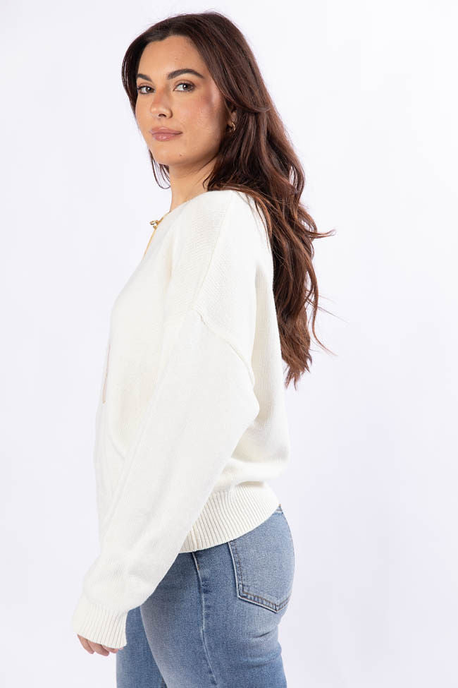 Too Much To Bear Ivory Sweater - Cozy Oversized Knit Pullover for Women | Perfect for Fall & Winter Layering, Casual Outfits, and Coffee Dates