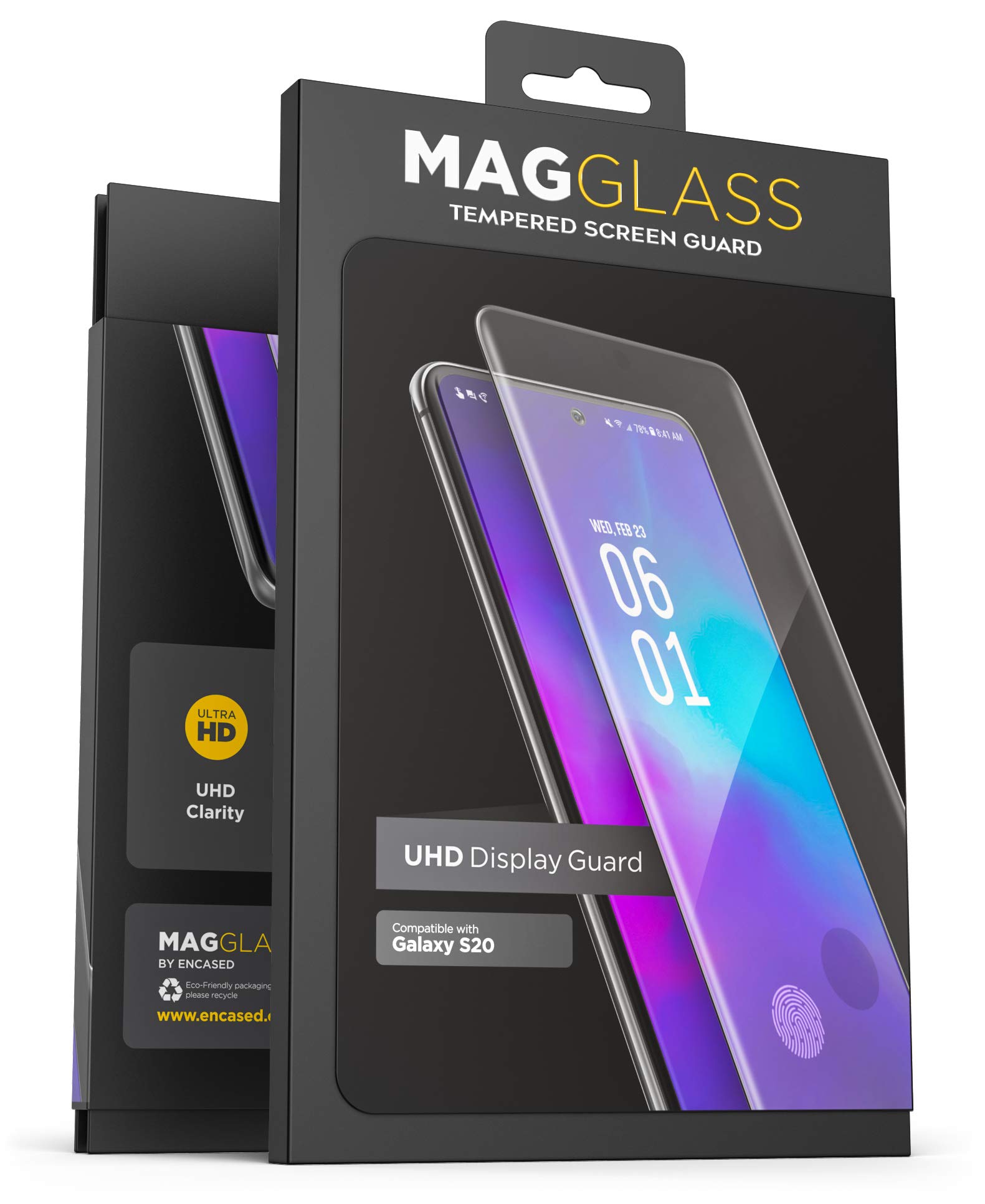 MagGlass Samsung Galaxy S20 Tempered Glass Screen Protector - HD Clear, Anti-Bubble, Scratch Resistant with In-Screen Fingerprint Sensor Support | Case Compatible Display Guard for Daily Protection & Gaming