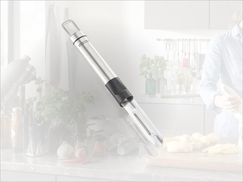 Leifheit Proline Potato Peeler - Stainless Steel Blade, Ergonomic Handle for Easy Peeling - Perfect for Kitchen, Camping & Food Prep