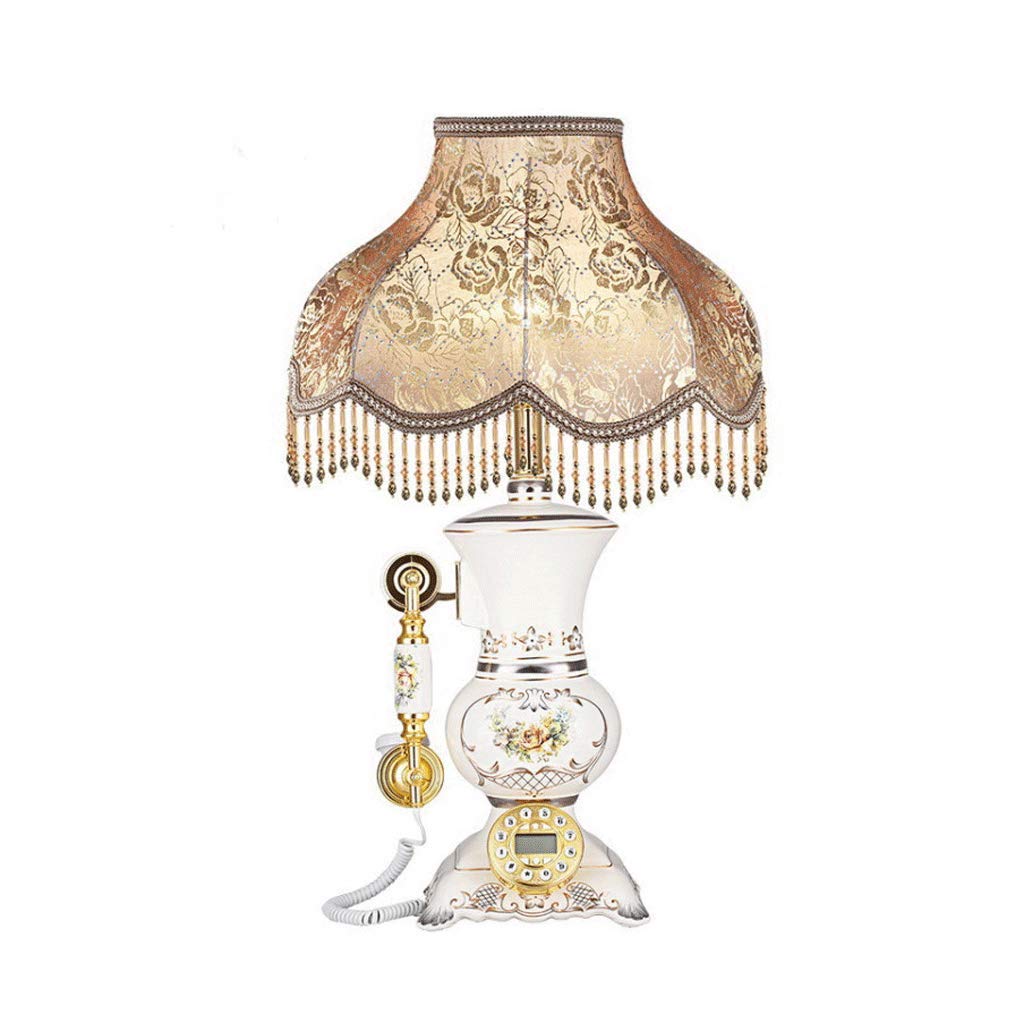 Vintage European Style Retro Telephone with Built-in Desk Lamp - Classic Home Decor & Functional Landline Phone for Office, Living Room, and Bedroom