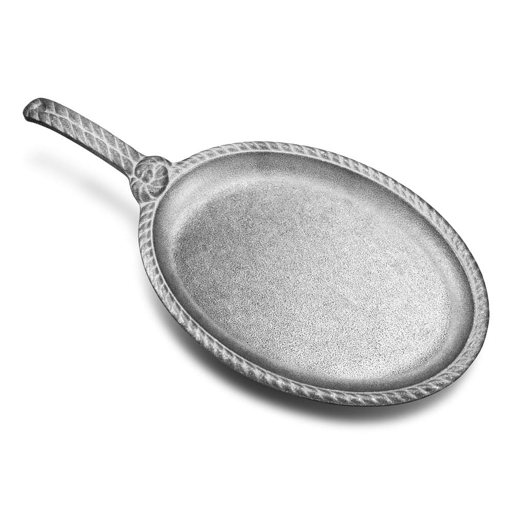 Premium Gourmet Grillware Sizzle Platter - Heavy Duty Cast Iron Serving Dish for Steak, Fajitas & Sizzling Meals - Perfect for BBQ, Outdoor Cooking & Restaurant Style Presentation