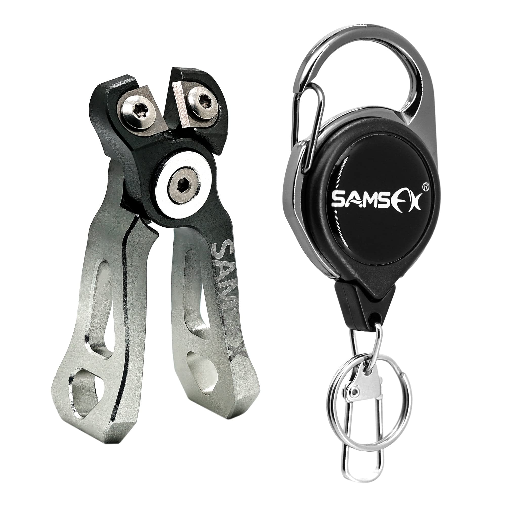 SAMSFX Mini Fishing Line Cutters with Retractors - Tungsten Braid Scissors for Mono & Fluoro Lines | Clean Smooth Cuts | Essential Fly Fishing Gear for Anglers & Outdoor Enthusiasts