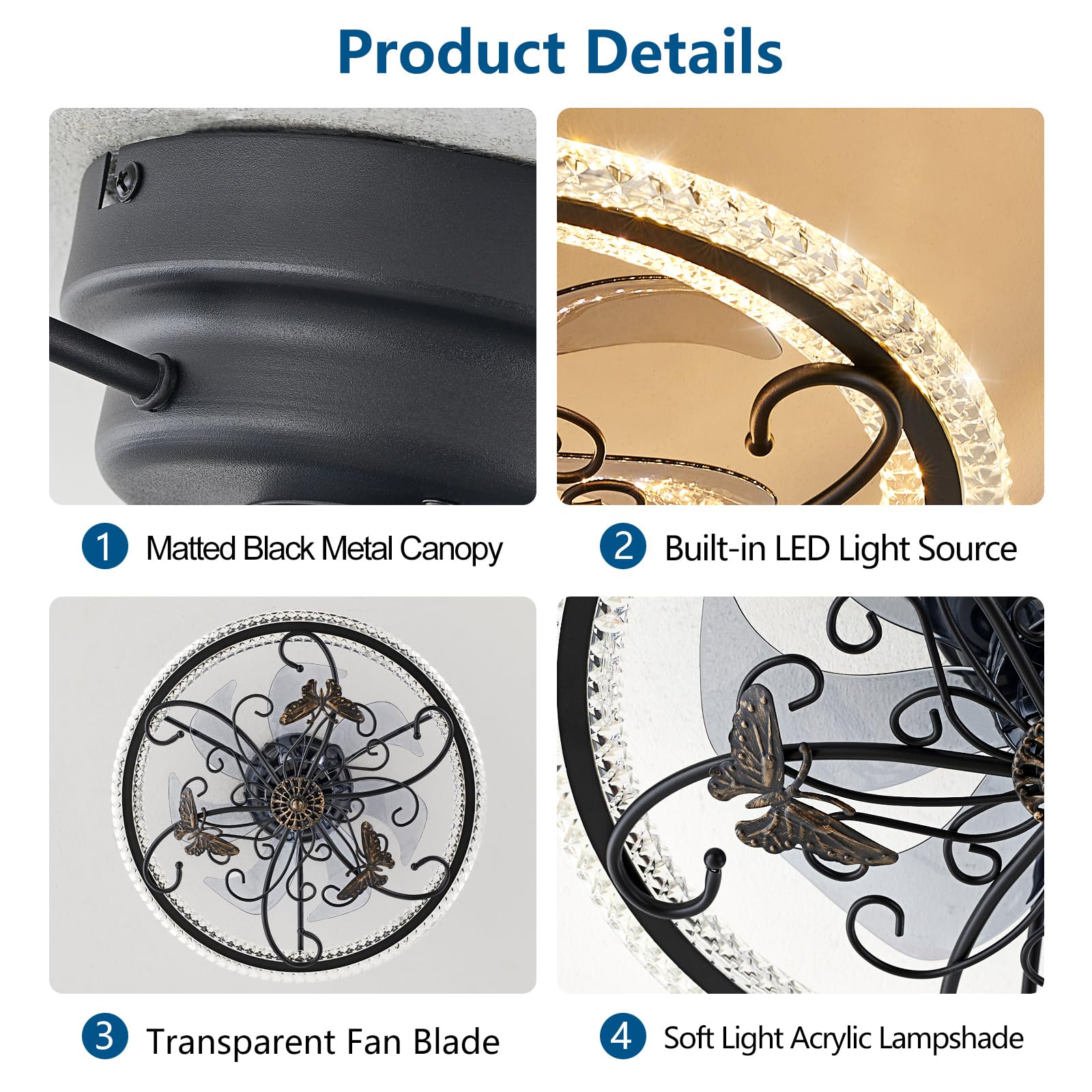 HuixuTe 52 Inch Black Industrial Ceiling Fan with Light and Remote Control - 6 Speed Adjustable Vintage Cage Fan for Kitchen, Bedroom, Living Room - Perfect for Home, Office, and Restaurant Cooling & Lighting