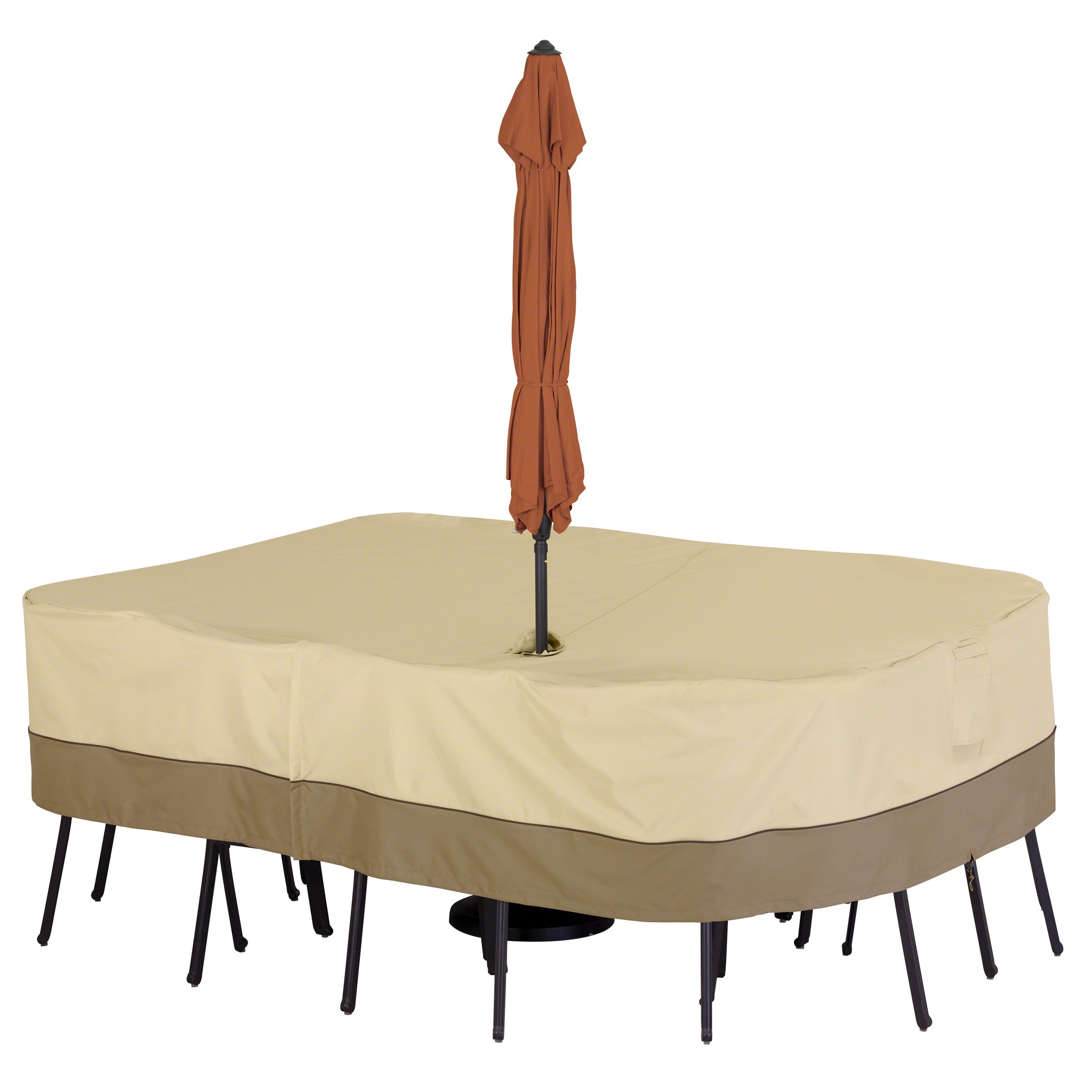 Classic Veranda Patio Table Cover with Umbrella Hole - Outdoor Protection for Rectangular/Oval Tables