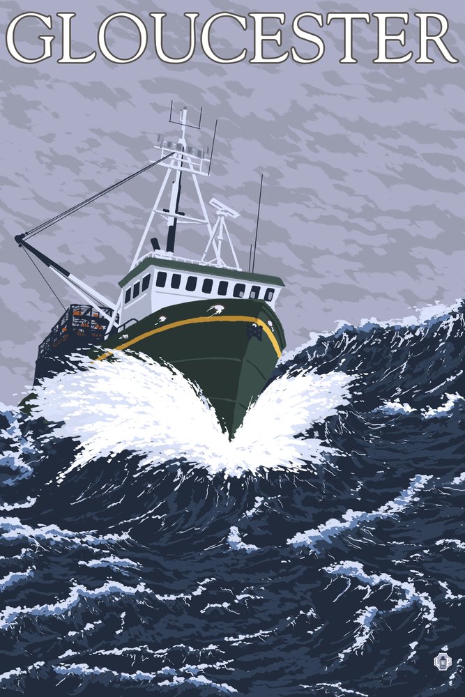 Gloucester MA Fishing Boat - 16x24 Gallery Quality Metal Wall Art, Aluminum Decor for Home, Office & Nautical Theme Spaces