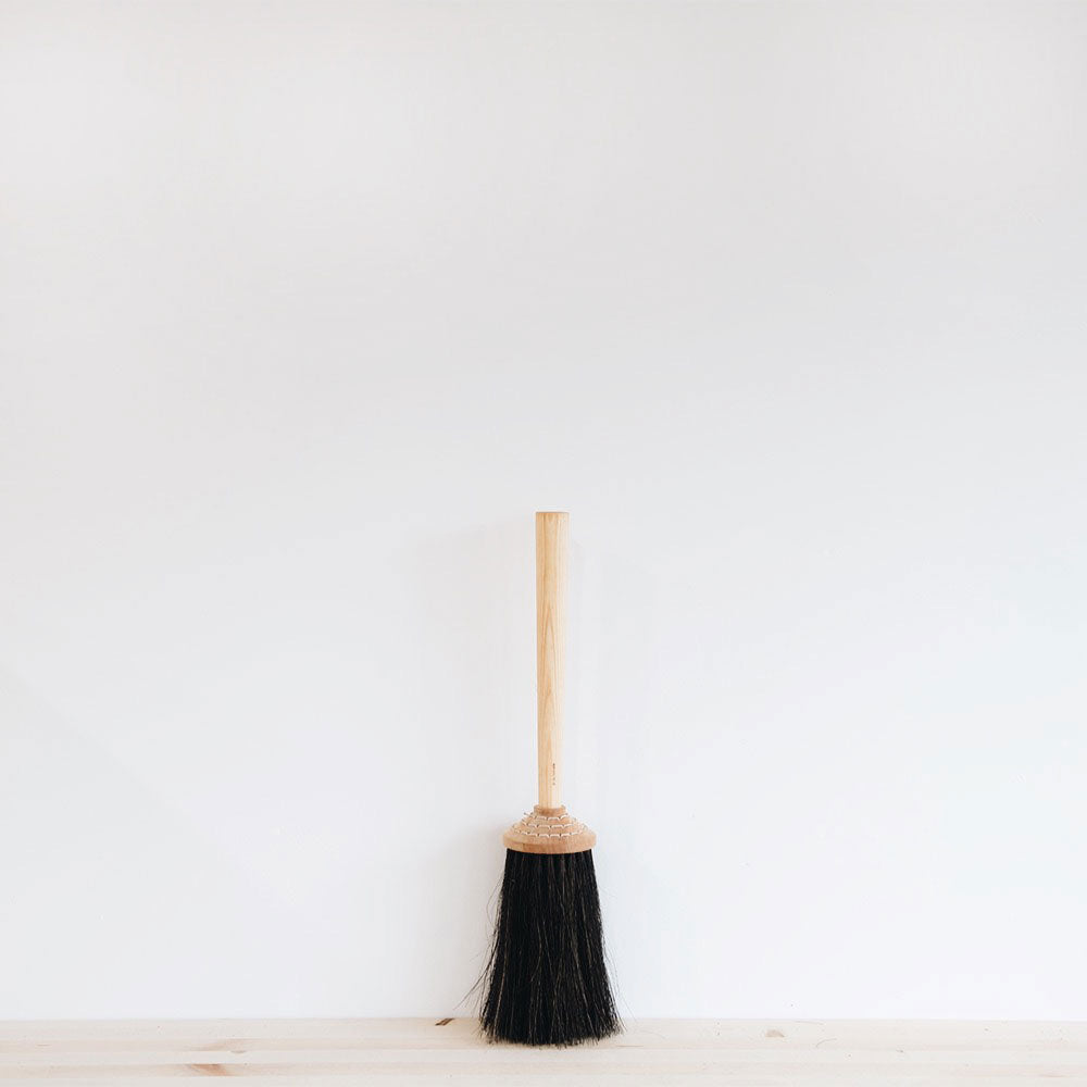 Premium Wooden Porch Broom - Short Handle Outdoor Broom for Patio, Deck & Entryway Cleaning - Durable Natural Bristles for Sweeping Leaves & Debris