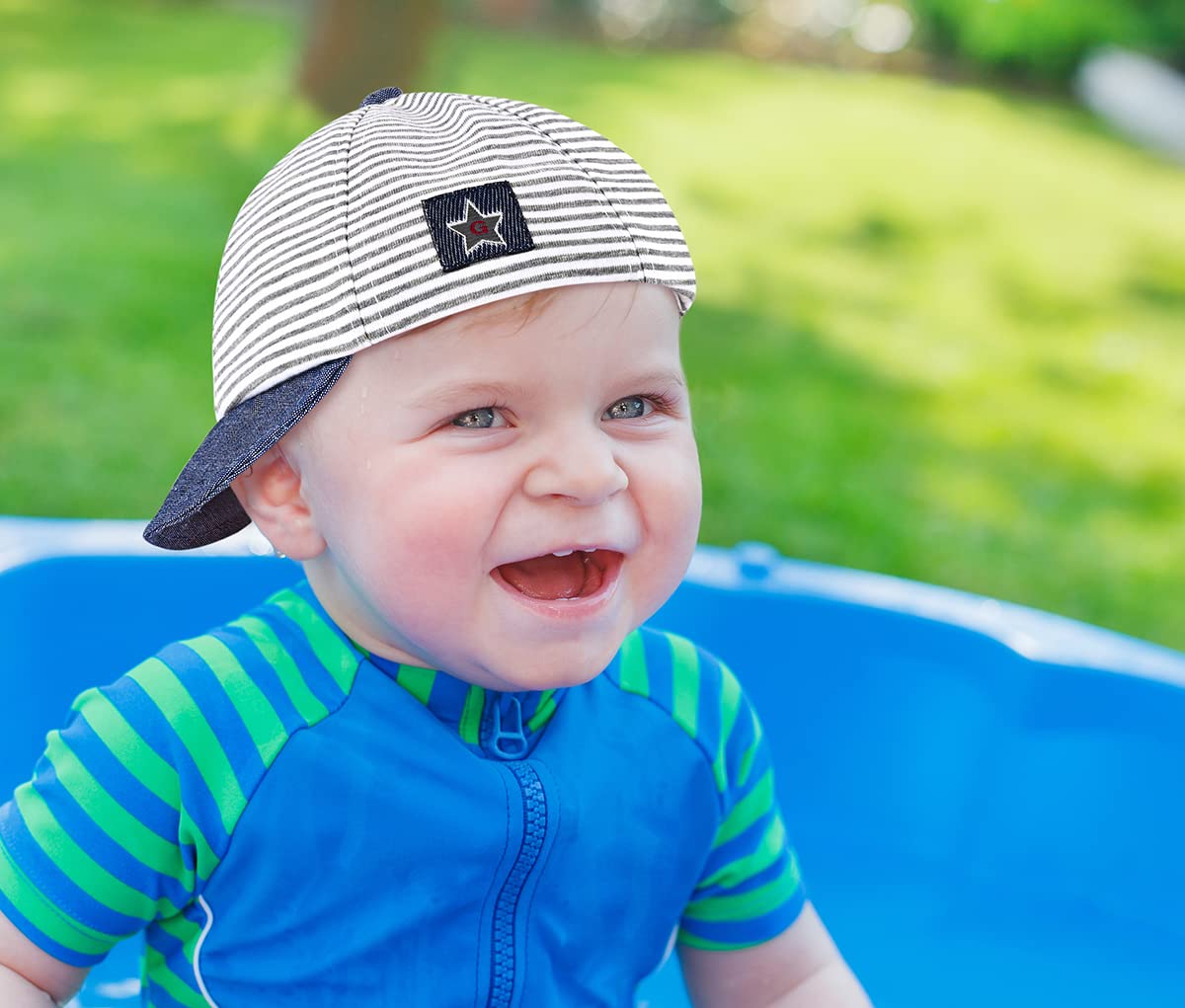 Baby Baseball Cap with Stripes - Sun Protection Hat for Boys & Girls - Soft & Lightweight for Outdoor Play, Beach, and Park Adventures