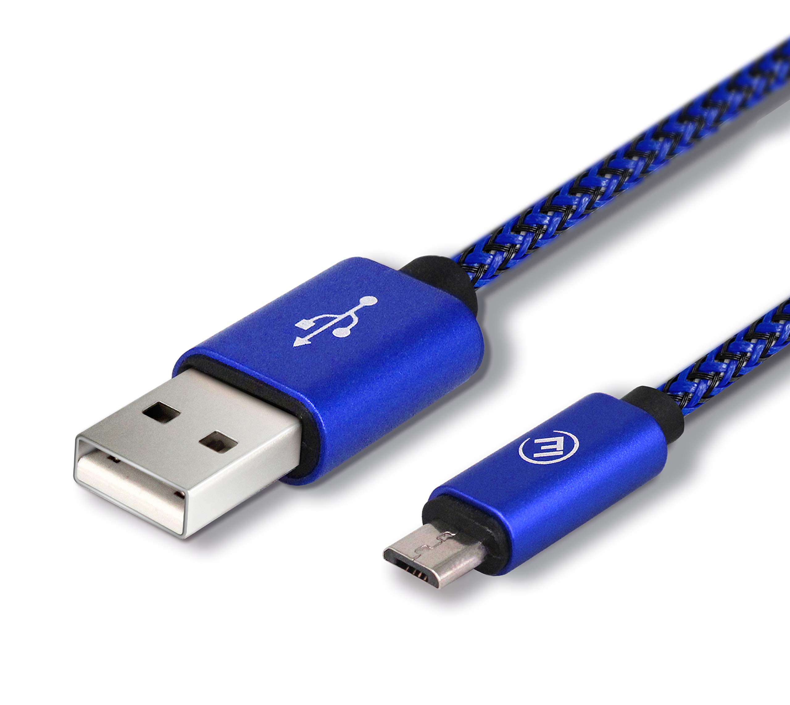 EVOMIND Braided Nylon Micro USB Cable 1M - Fast Charging & High-Speed Data Sync Cable for Samsung Galaxy S7/S6/A10/J, Xiaomi Redmi 9C/6A/Note 6 Pro, PS4/Xbox One Controller - Durable Tangle-Free Charger for Phones, Tablets, Gaming Devices & More (1M, Blue)