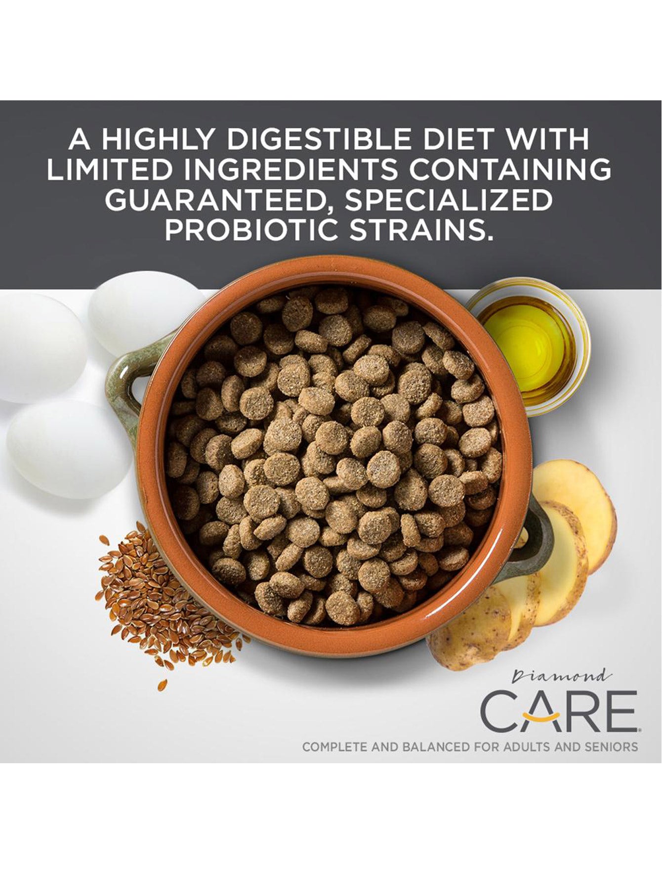 Premium Diamond Care Sensitive Stomach Formula - Grain-Free Dry Dog Food for Adult Dogs with Digestive Issues (5lb & 15lb Bags) | Ideal for Dogs with Food Allergies & Easy Digestion at Home or Travel