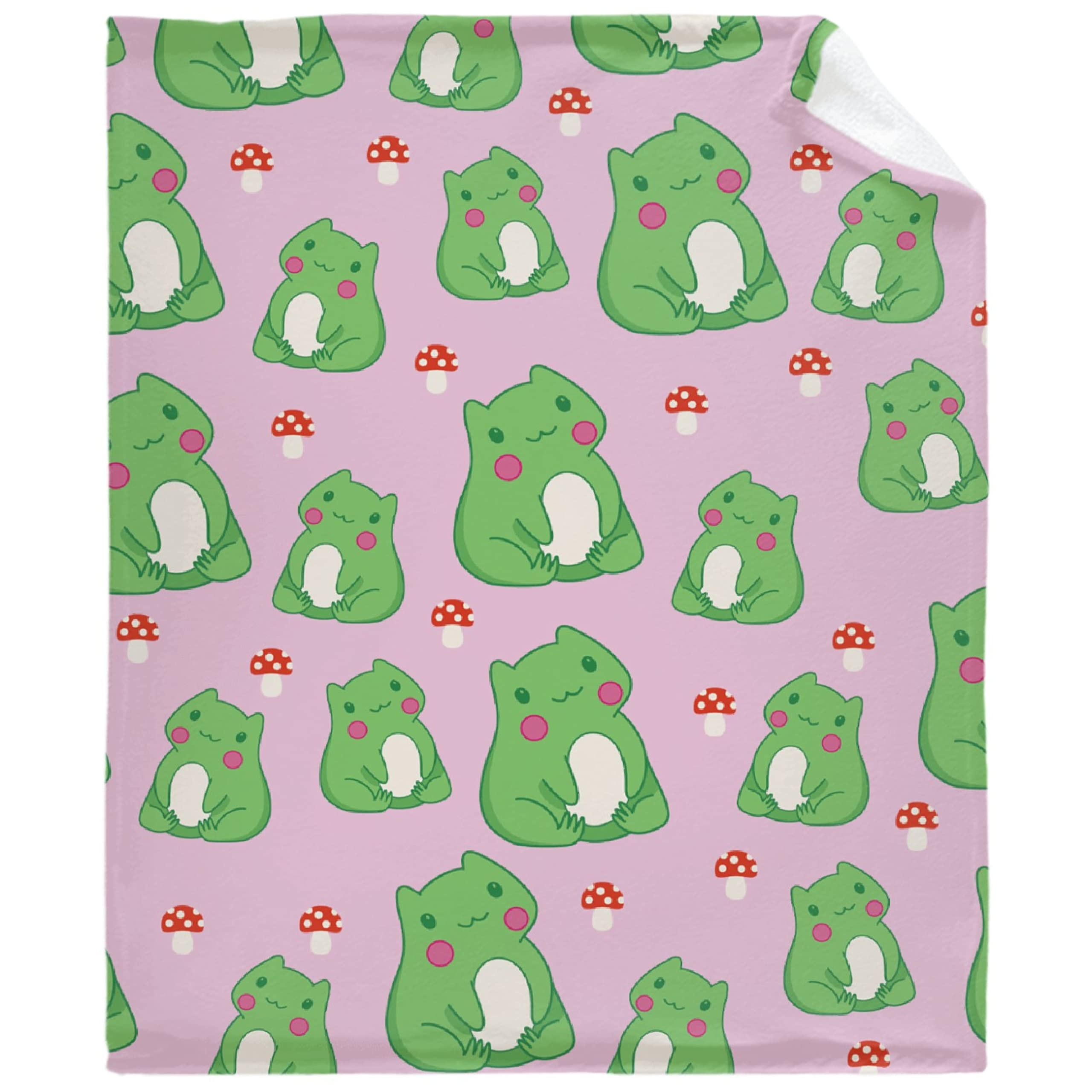 Frog and Mushroom Flannel Fleece Throw Blanket - Ultra Soft Lightweight Cozy Blanket for Couch, Sofa & Bed | XL 120x90 Inches All-Season Warm Plush Blanket for Family Gifts | Perfect for Camping, Movie Nights & Home Decor
