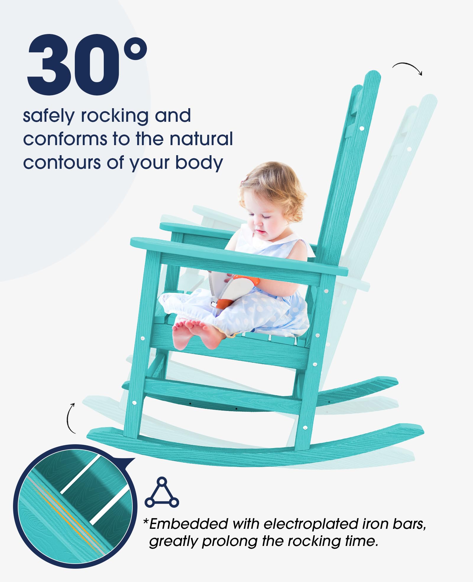 KINGYES 2-Piece Outdoor Patio Rocking Chair Set - Durable Wicker Rattan Furniture for Porch, Garden, Deck - Comfortable Weather-Resistant Lounge Chairs (Aruba Style) - Perfect for Relaxing, Sunbathing & Backyard Gatherings