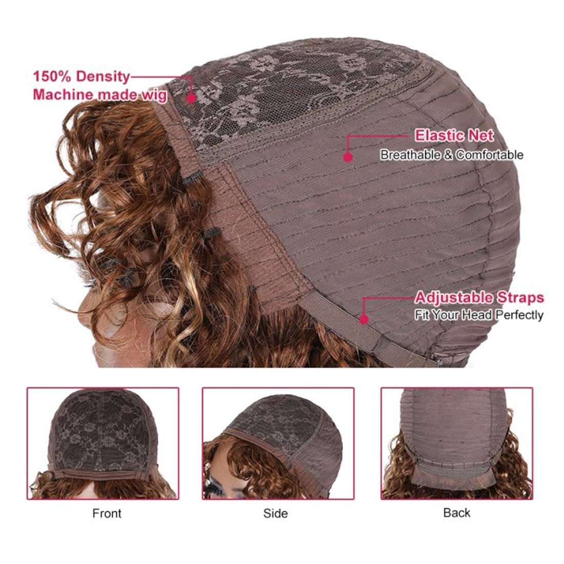 Beauty Forever #4 Chocolate Brown Straight Human Hair Wig with Bangs - 20 Inch Glueless Machine Made Full Wig, 150% Density, Affordable Layered Cut for Natural Look | Perfect for Cosplay, Daily Wear, and Fashion Styling