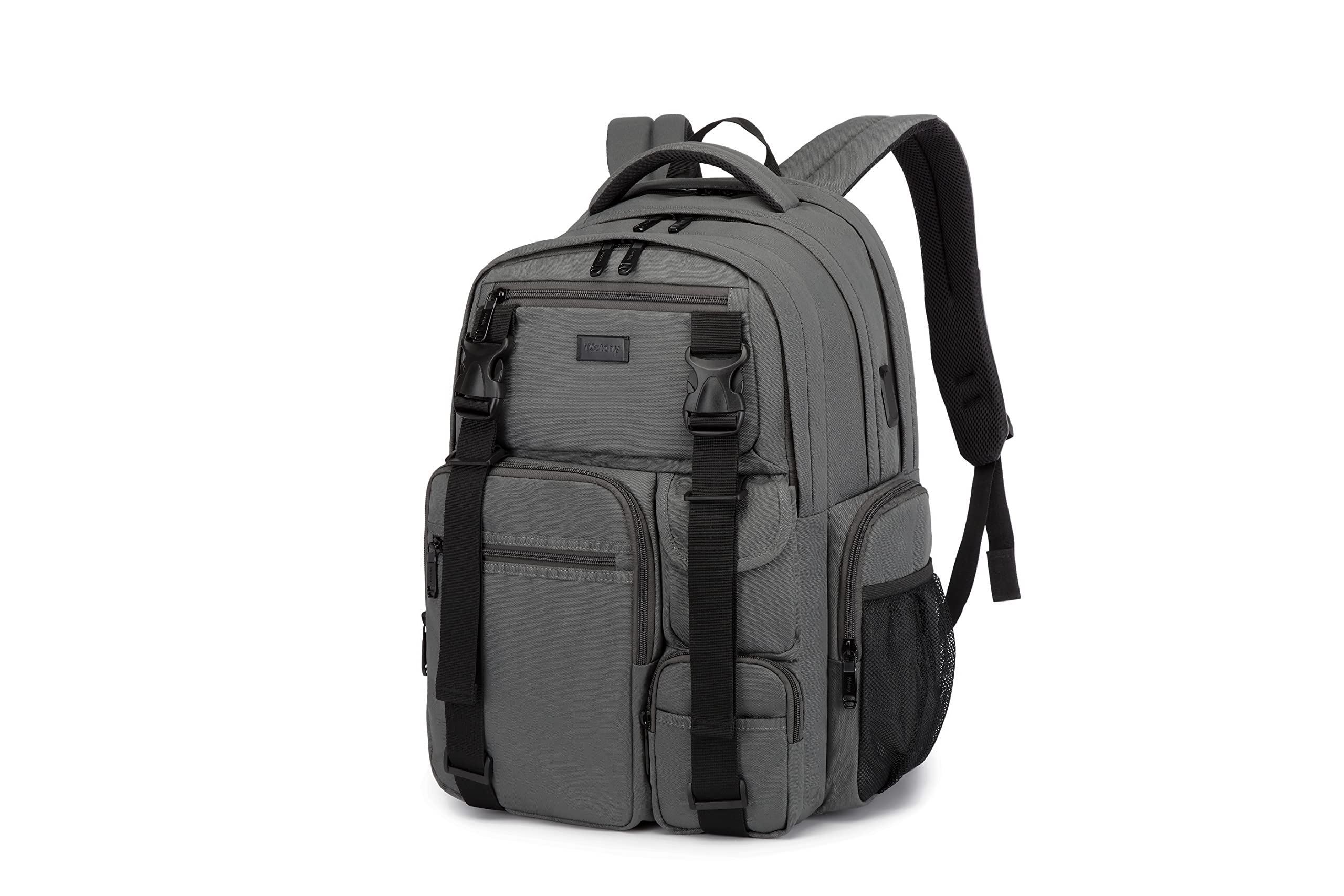 Large Travel Laptop Backpack with USB Charging Port - Waterproof 17 Inch School Bag for Men & Women (Grey) - Perfect for Business Trips, College, Hiking & Airplane Carry-On