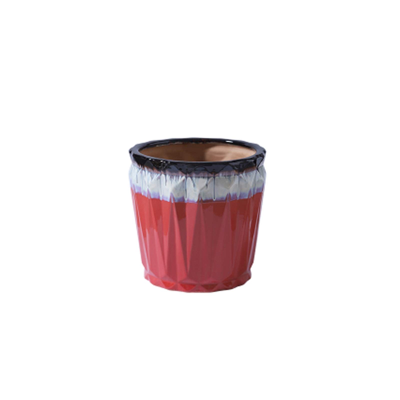 Modern Ceramic Succulent Planter Pots with Drain Hole - Round Flower Pots for All House Plants, Herbs & Flowers - Home, Office & Outdoor Decoration (Red) - Perfect for Indoor Gardening, Balcony Decor & Gift Ideas