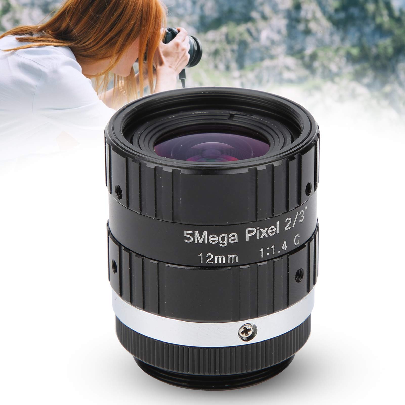 5MP HD 12mm Prime Lens & Industrial Camera Lens - Aluminum Alloy Video Surveillance Accessories for Digital Security Cameras - Perfect for Home, Office and Outdoor Monitoring Systems