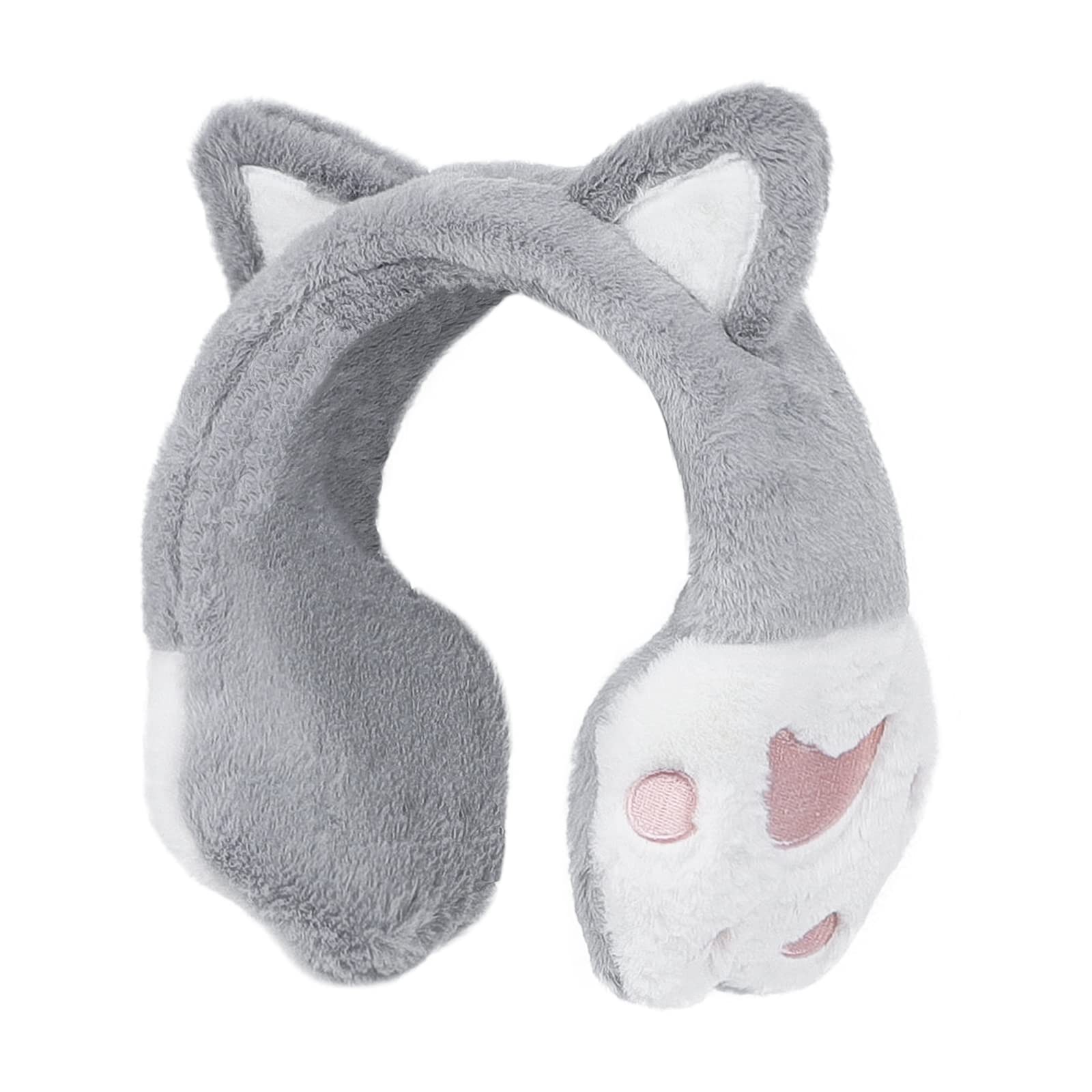 Adjustable Faux Fur Winter Ear Warmers for Women & Girls - Cute Cat Design, Soft Fluffy Earmuffs for Skiing, Outdoor Activities & Cold Weather Protection - One Size Fits All
