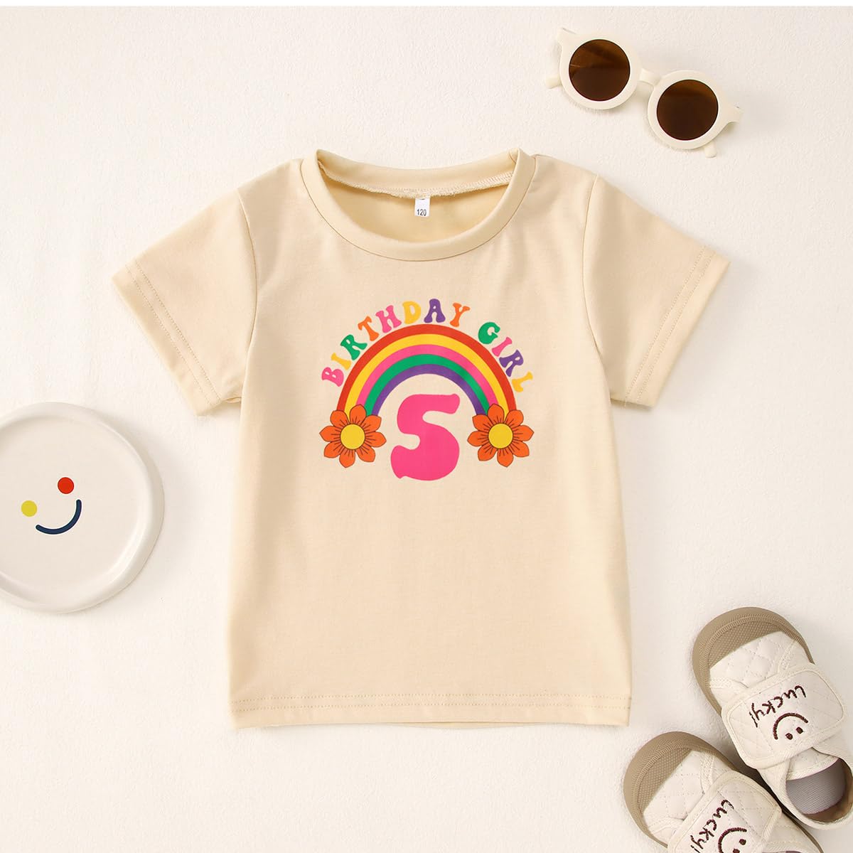 Rainbow Birthday Girl Shirt for Toddler Girls 1-7 Years | Cute Kids Birthday Tee Outfit | Perfect Party Gift & Toddler Tops | Ideal for Birthday Parties, Photo Shoots & Special Celebrations