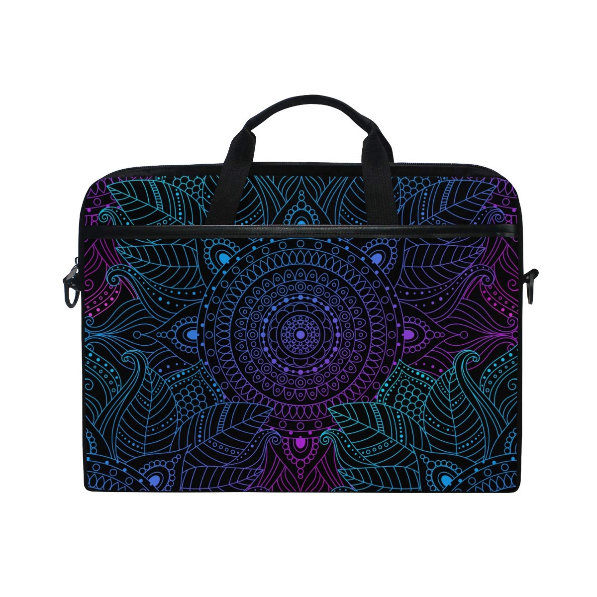 Bohemian Mandala Laptop Sleeve Bag - 15-15.4 Inch Convertible Crossbody Messenger Case with Strap & Pocket for MacBook Air/Pro, Surface, Dell, ASUS, HP, Lenovo - Perfect for Work, Travel & College