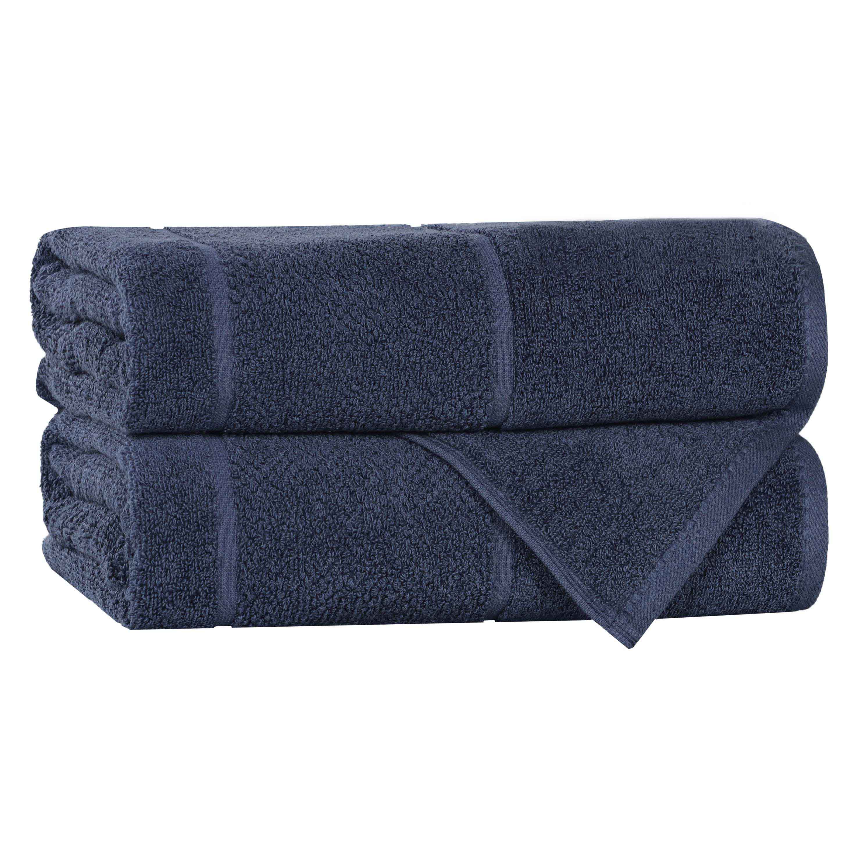 Premium Cotton Bath Towels Set of 2 - Extra Large, Soft & Absorbent - Luxury Broad Border Design for Spa, Bathroom & Beach Use