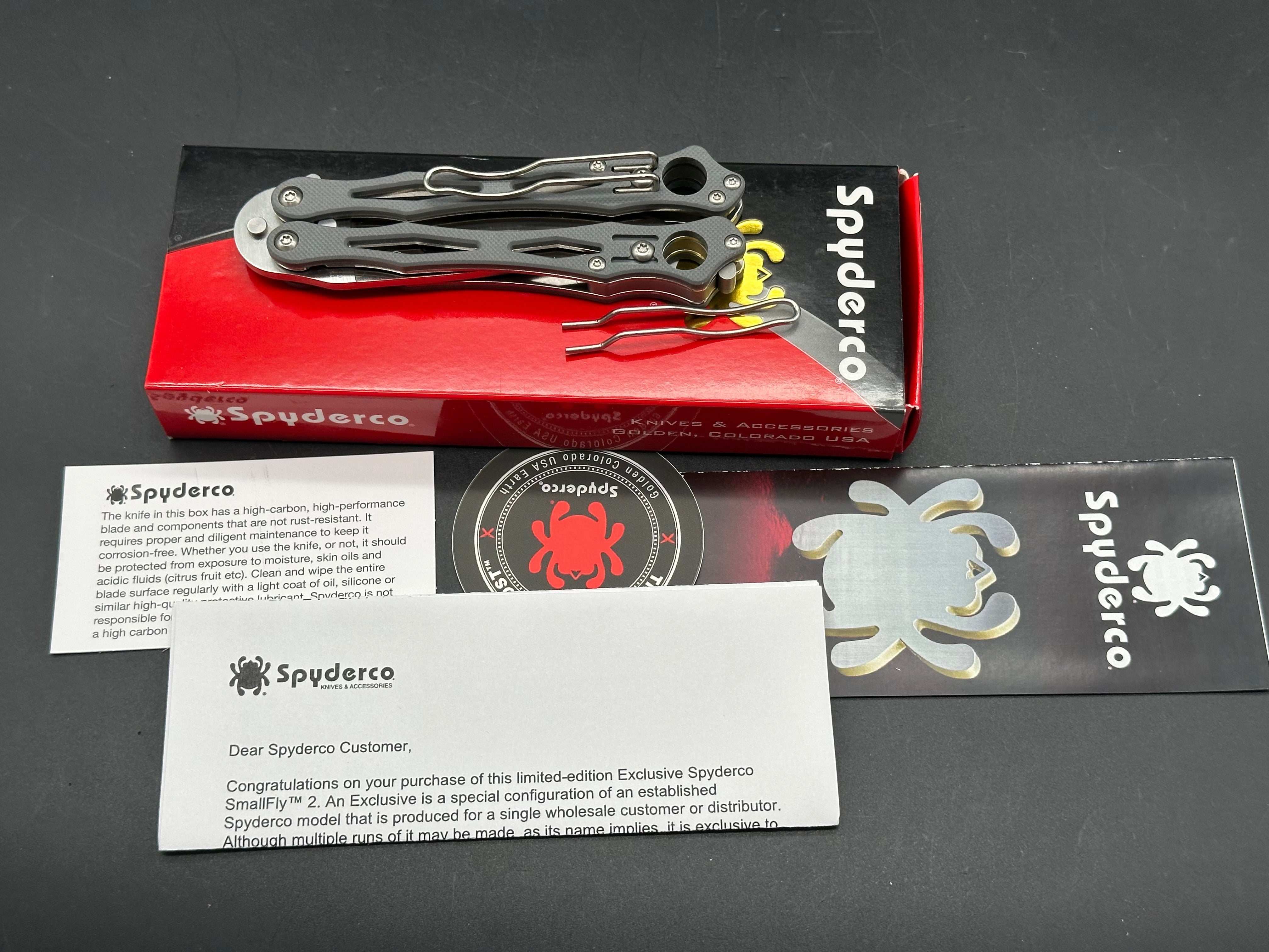 Spyderco SmallFly 2 Folding Butterfly Knife - Gray G10 Handle, 3.4
