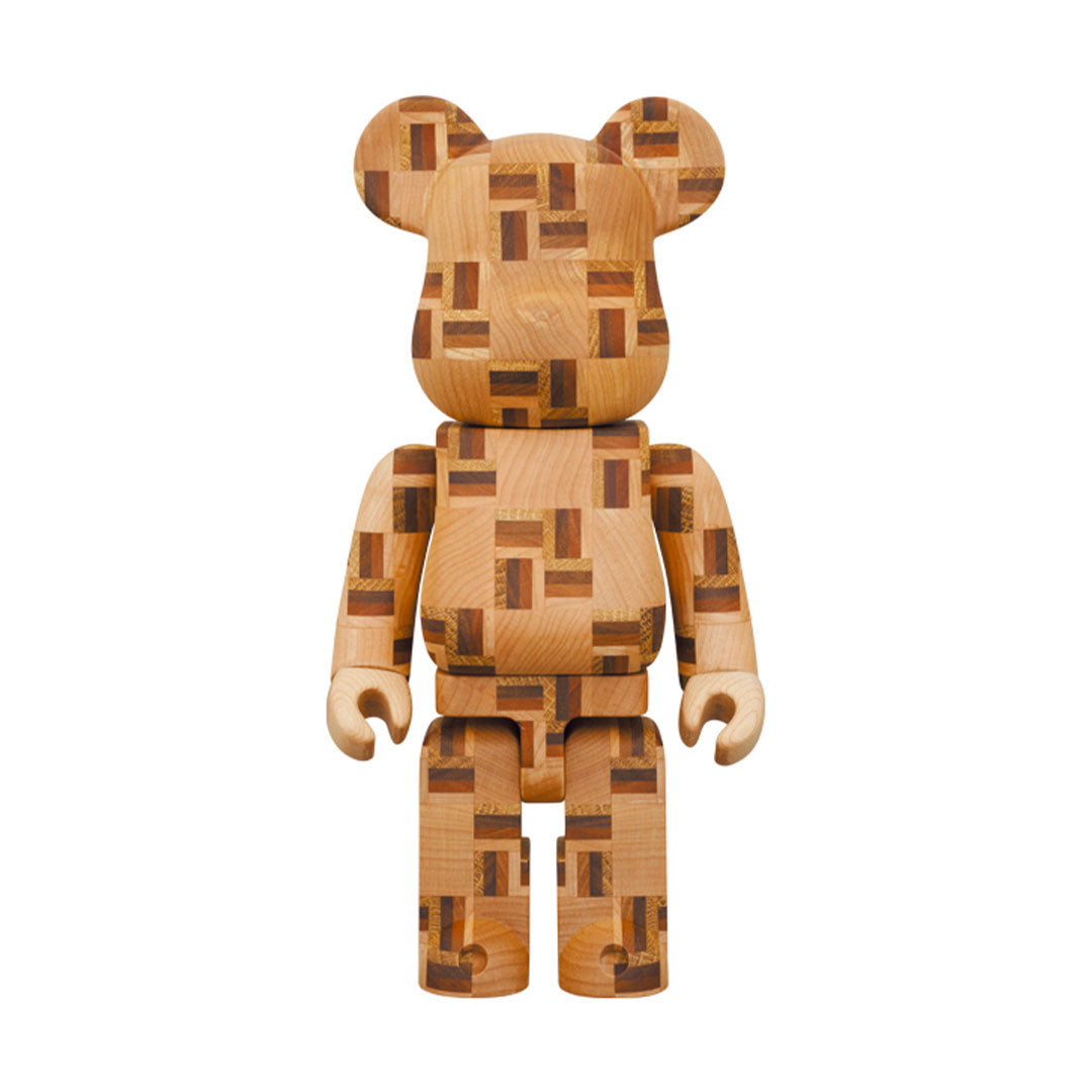 400% Bearbrick Karimoku Yosegi Chess Collectible Figure - Japanese Wooden Art Chess Piece for Display & Home Decor