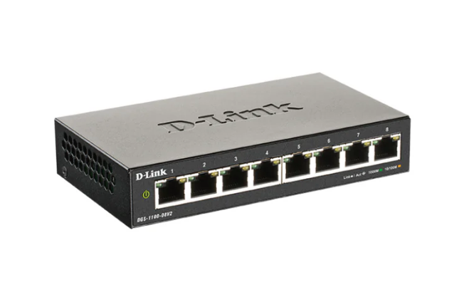 D-Link DGS-1100-08V2 8-Port Gigabit Ethernet Lite Easy Smart Switch for Home Office & Small Business Networking | Fast Reliable Connectivity for Computers, Printers & IoT Devices