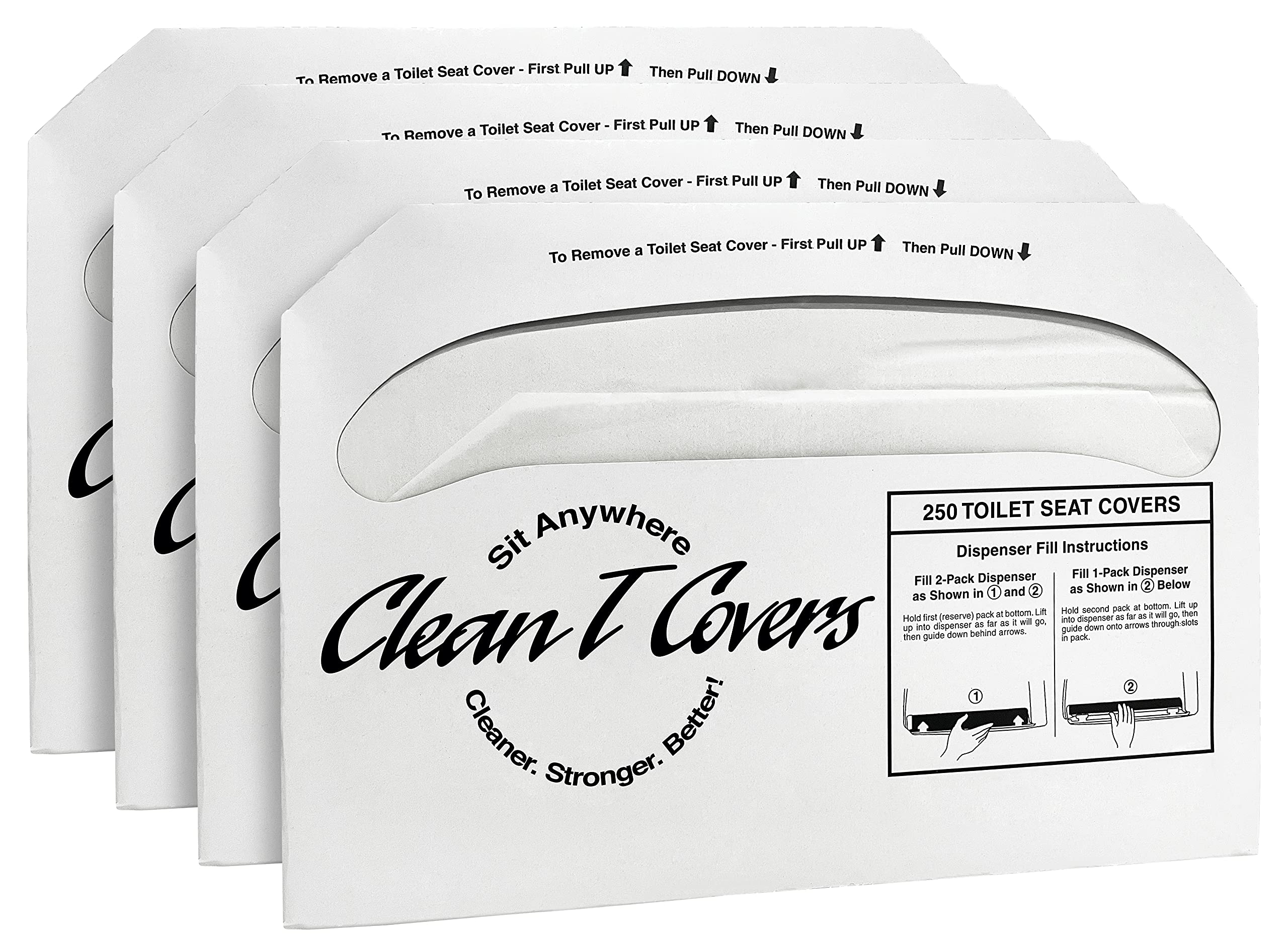 Disposable Flushable Commercial Toilet Seat Covers - 250 Pack Sanitary Bathroom Liners | Bulk Toilet Seat Protectors for Public Restrooms, Offices & Travel Use