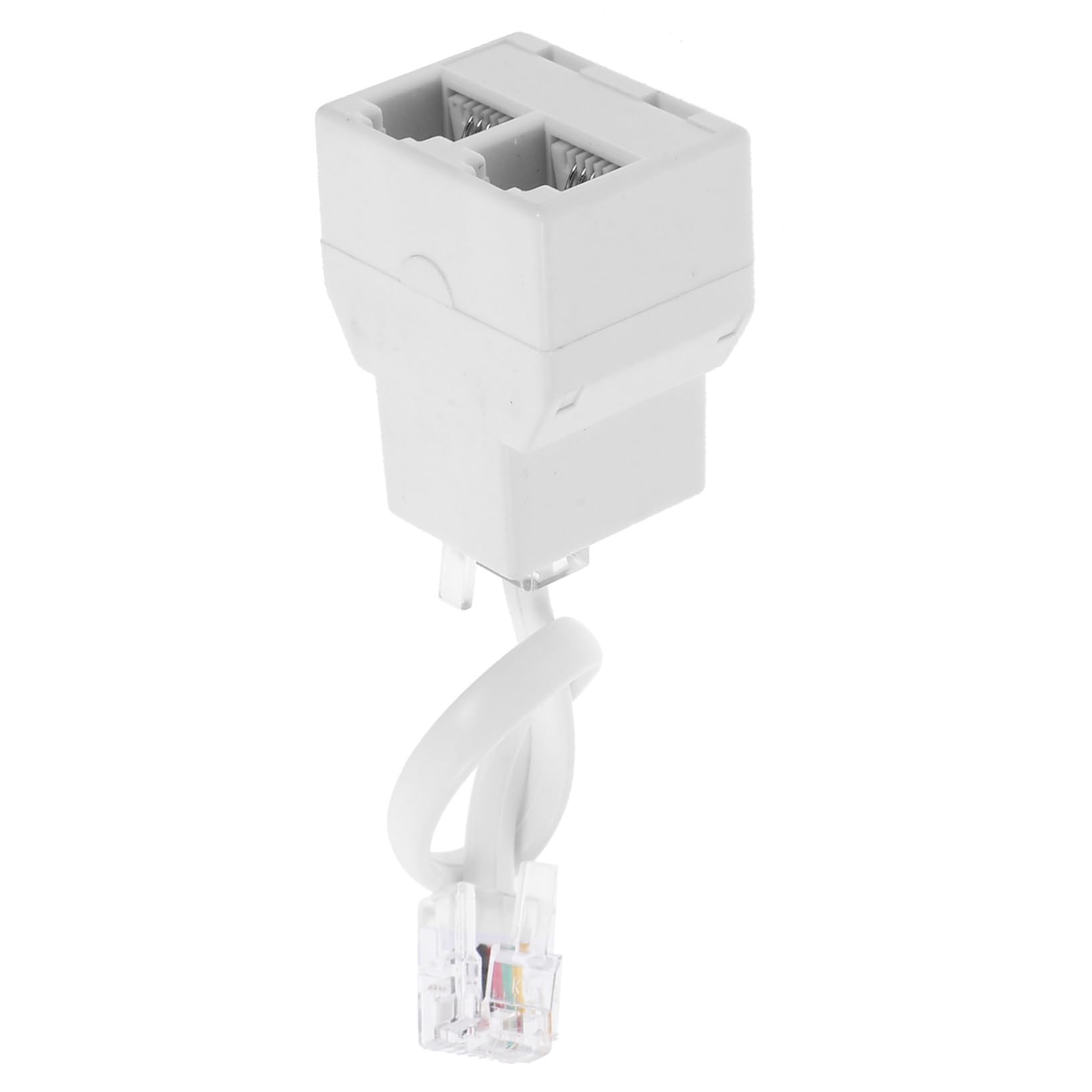NUOBESTY 4-Way Phone Jack Splitter Adapter - Connect 2 Separate Phone Lines from 1 Jack - White Office Telephone Accessory for Multi-Line Business Communications