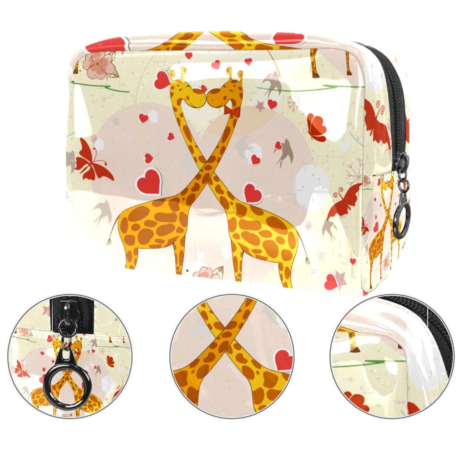 Giraffe Print Travel Makeup Bag - Waterproof PVC Cosmetic Organizer for Women & Girls (18.5x7.5x13cm) - Perfect for Vacation, Gym & Daily Essentials Storage