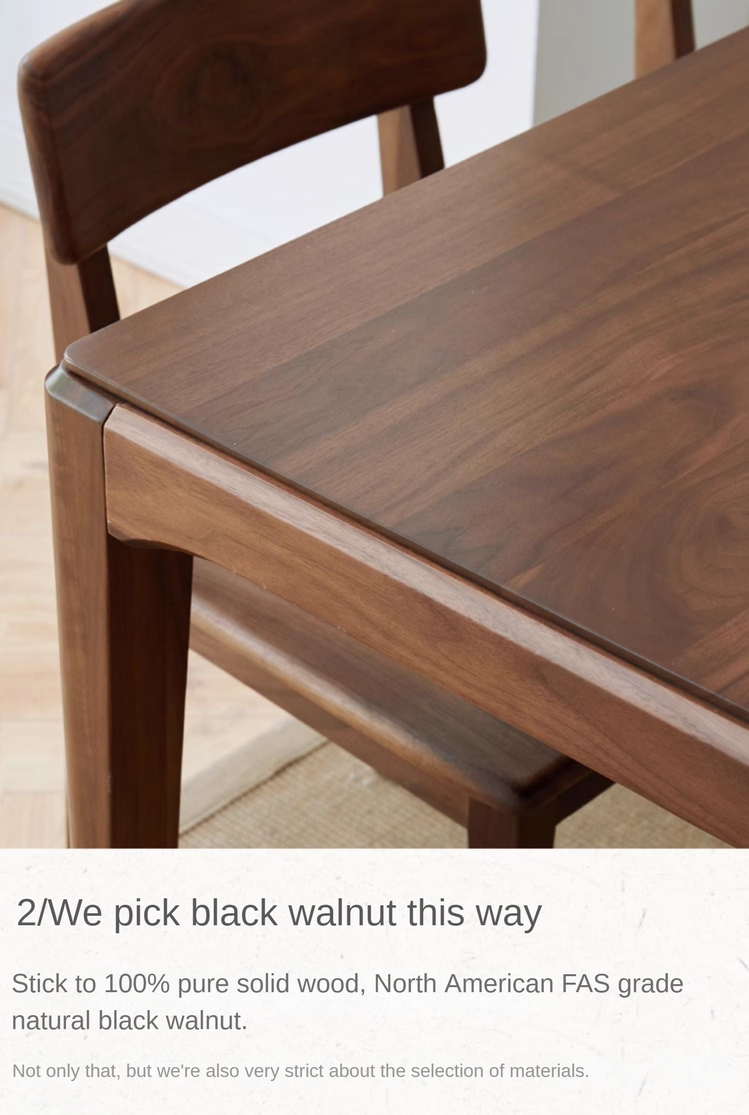 Premium Black Walnut & Ash Solid Wood Modern Nordic Dining Table - Elegant Light Luxury Design for Home, Restaurant, and Office Use
