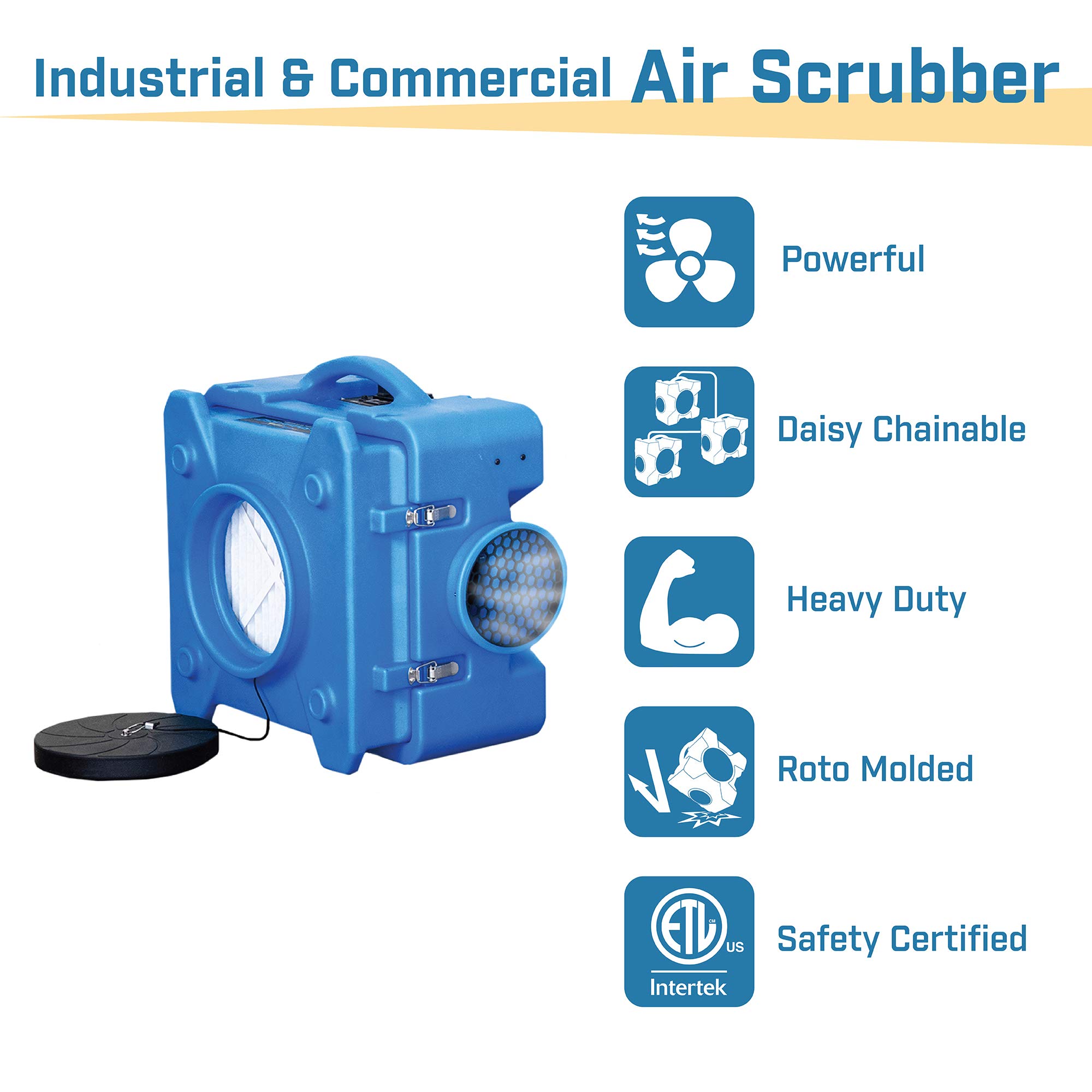 BlueDri BD-AS-550-RD Commercial HEPA Air Scrubber - Negative Air Machine for Water Damage Restoration, Mold Remediation & Air Purification | Ideal for Construction Sites, Fire Restoration & Industrial Cleaning (Red)