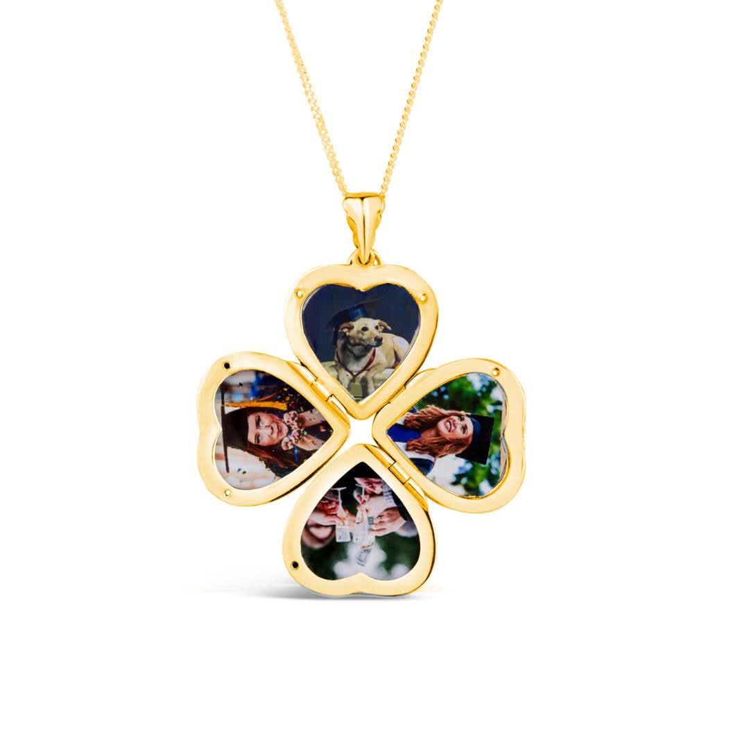 4-Photo Heart Charm Locket Necklace - 14K Gold Plated Keepsake Jewelry for Women | Perfect for Valentine's Day Gifts, Anniversary Presents & Memorial Jewelry