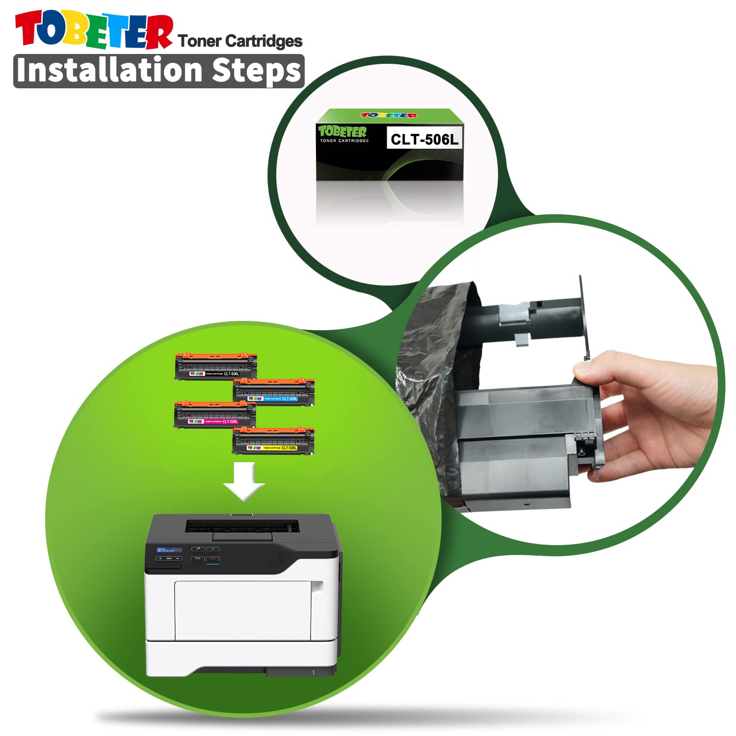 ToBeter 4-Pack CLT-506L Toner for Samsung Printers - 6,000 Pages High-Yield for Office & Home Printing