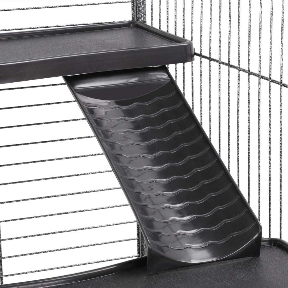 Topeakmart 52-Inch Large 6-Tier Metal Ferret Cage Playpen - Small Animal Hutch with 3 Doors, Food Bowl, Water Bottle & Tray - Rolling Pet Home for Chinchillas, Squirrels & Small Pets (Black, Easy Assembly) - Perfect for Indoor/Outdoor Play, Pet Safety & Comfortable Living Space
