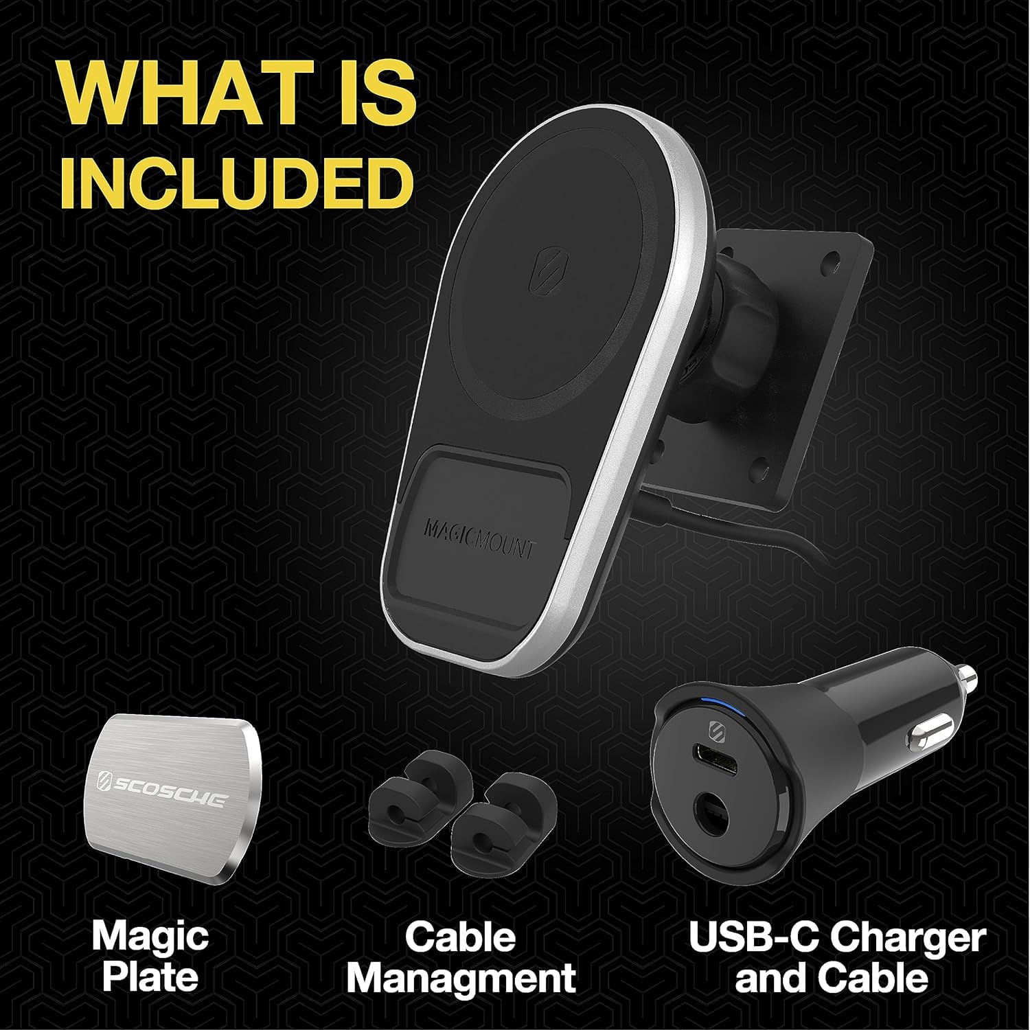 Scosche MPQ5AMPSPC Pro Charge5 15W MagSafe Car Mount Wireless Charger - Magnetic Phone Holder with AMPS Plate for iPhone 14/13/12, Samsung Galaxy - Compatible with Scosche/ProClip Vehicle Mounts (Base Sold Separately) | Fast Charging for Road Trips & Commuting