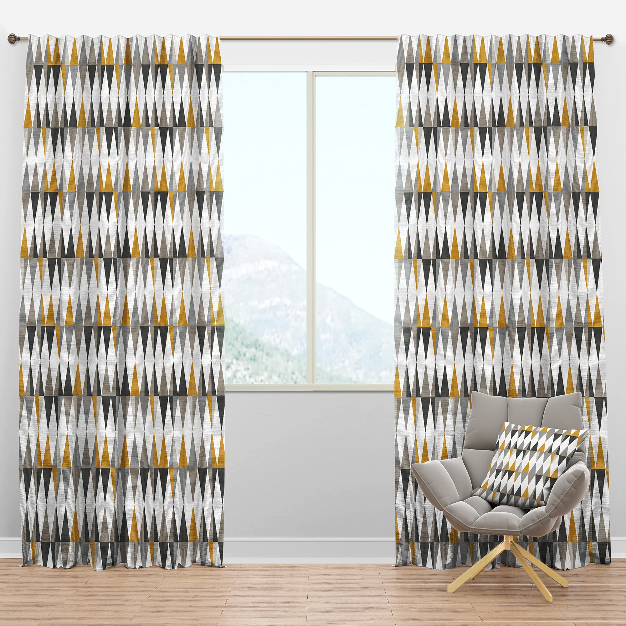 DesignQ Blackout Curtains 'Diamond Retro VIII' - Thermal Insulated Single Panel (52x90 inches) for Bedroom & Living Room - Noise Reducing & Energy Saving Window Drapes for Better Sleep & Home Decor
