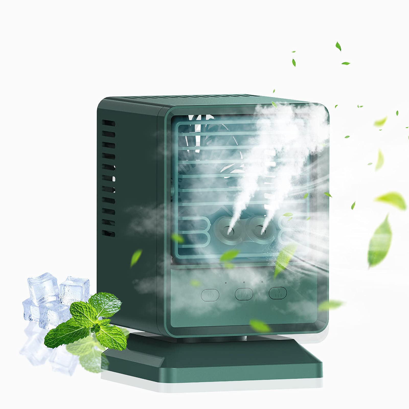 Portable Mini Evaporative Air Cooler - Personal Space Cooler with Humidifier, Quiet Desk Fan & Misting Function | USB Rechargeable Cooling Fan for Home, Office, Bedroom, Dorm Room | Perfect for Summer, Hot Weather & Dry Air Relief