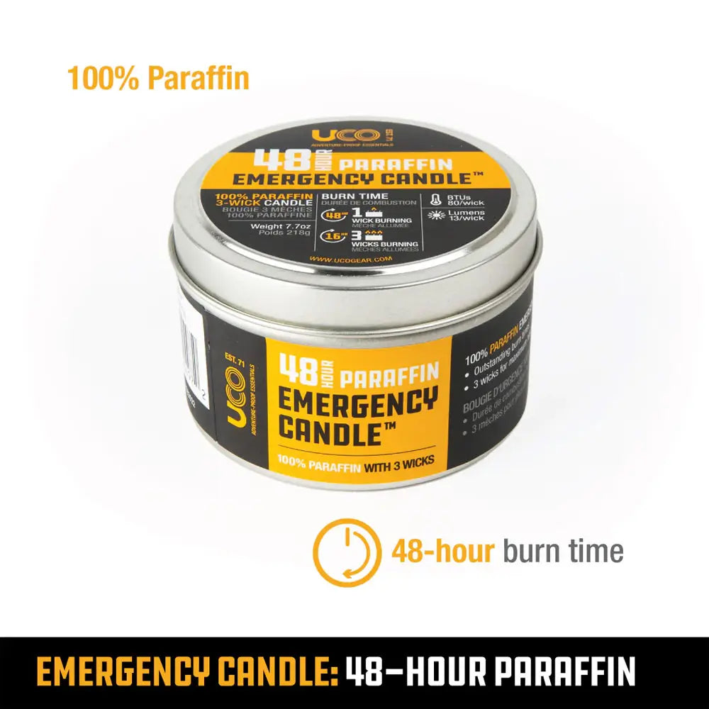 UCO 48-Hour Emergency Candle - Long Burning Survival Candle for Power Outages, Camping & Outdoor Adventures (Pack of 1)