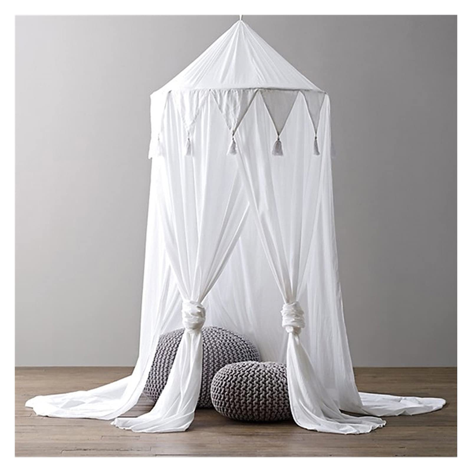 **Gray Cotton Bed Canopy Curtain for Kids - Round Dome Tent Canopy Bedcover for Baby & Toddler - Soft & Breathable Bedding for Nursery, Bedroom Decor - Perfect for Playtime, Naps & Dreamy Nights**