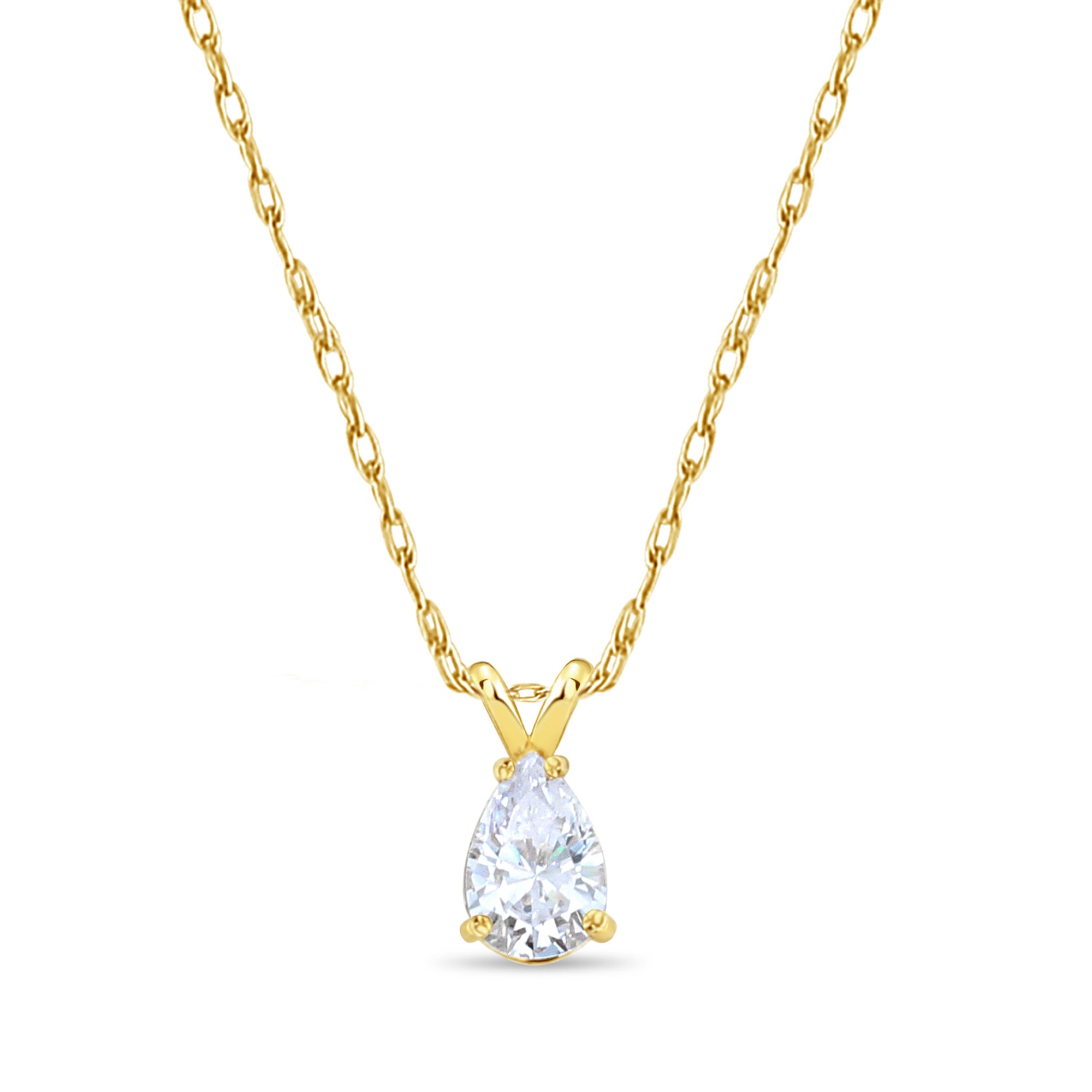 9MM Cubic Zirconia CZ Pear Shaped Necklace - Elegant Dainty Pendant Jewelry for Women, Perfect for Weddings, Anniversaries & Special Occasions