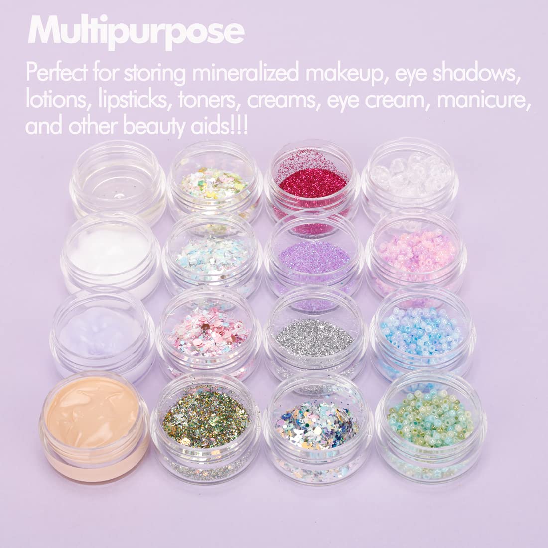 50-Pack 3 Gram Clear Sample Jars with Lids - Empty Lip Balm Containers & Mini Cosmetic Jars - Travel Makeup Containers with Labels & Disposable Spatulas - Perfect for DIY Beauty, Travel Toiletries & Sample Storage