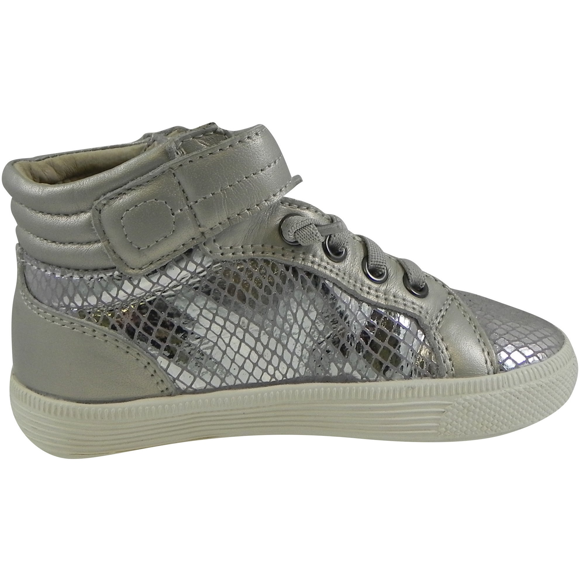 Old Soles 1035 Girls' Plush Lace-Up High Top Sneakers - Lavender Grey Snake Print - Comfortable School Shoes & Casual Wear for Toddler Girls